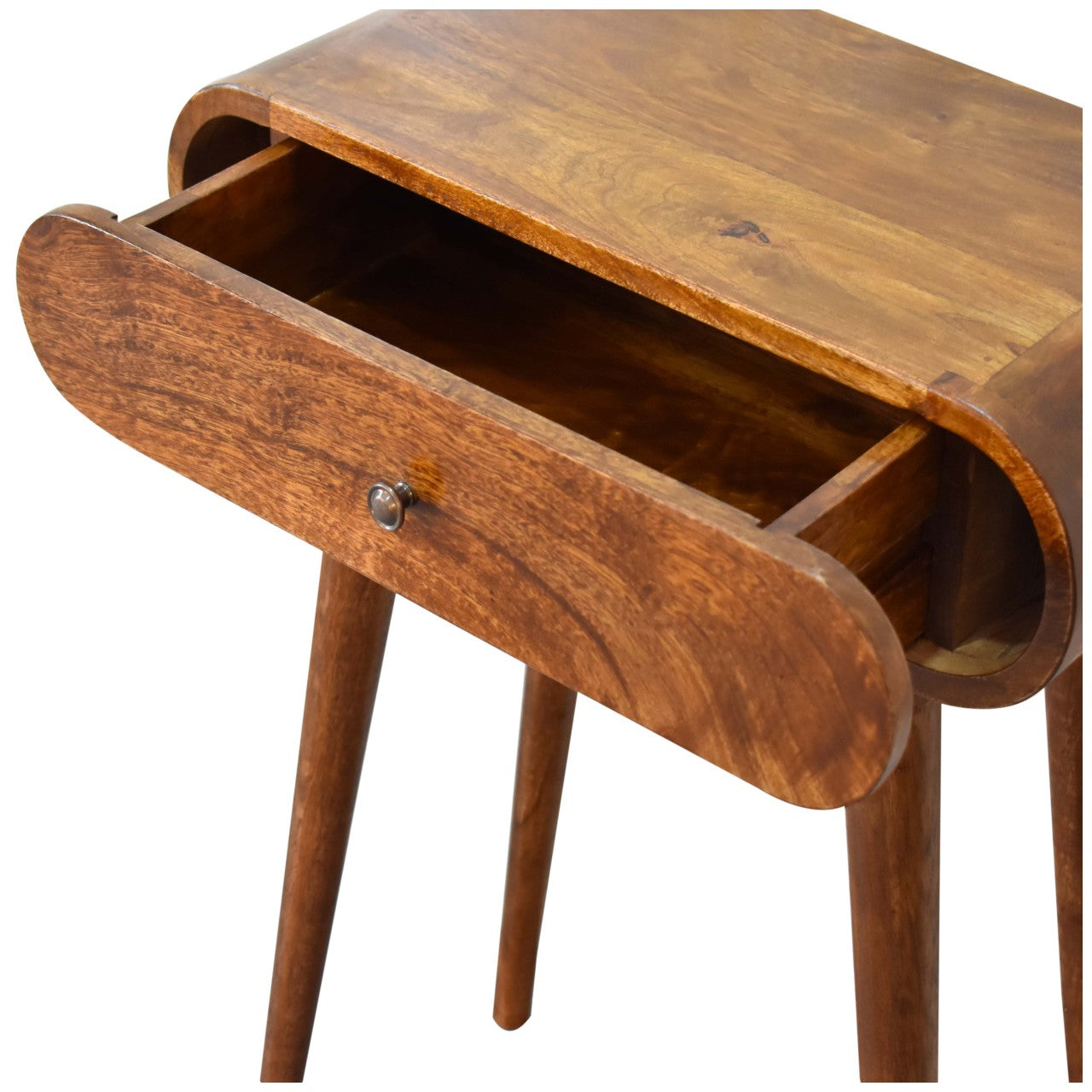 Solid Wood Console, Mini Chestnut with 1 Drawer, Dark Brown