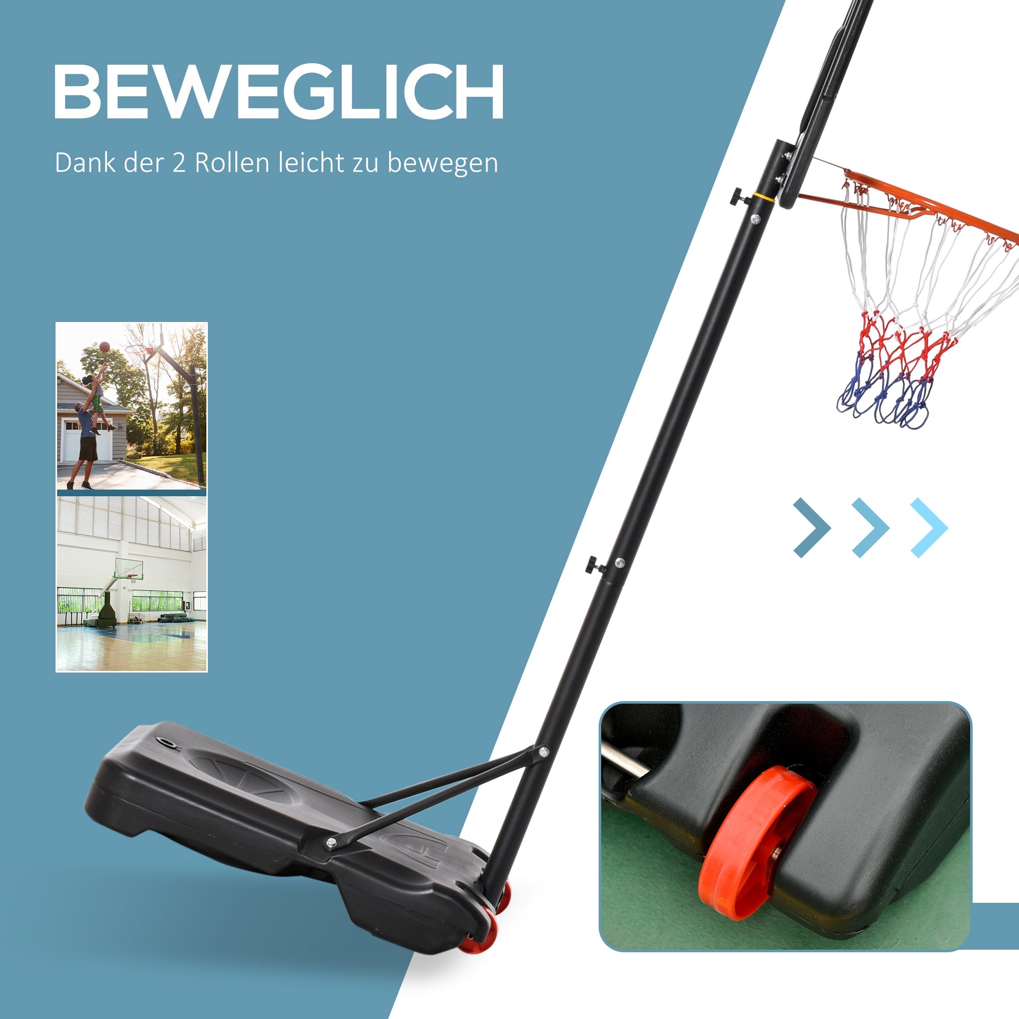 Basketball Stand, Height Adjustable 160-210cm with Wheels & 83x59cm Backboard, Outdoor