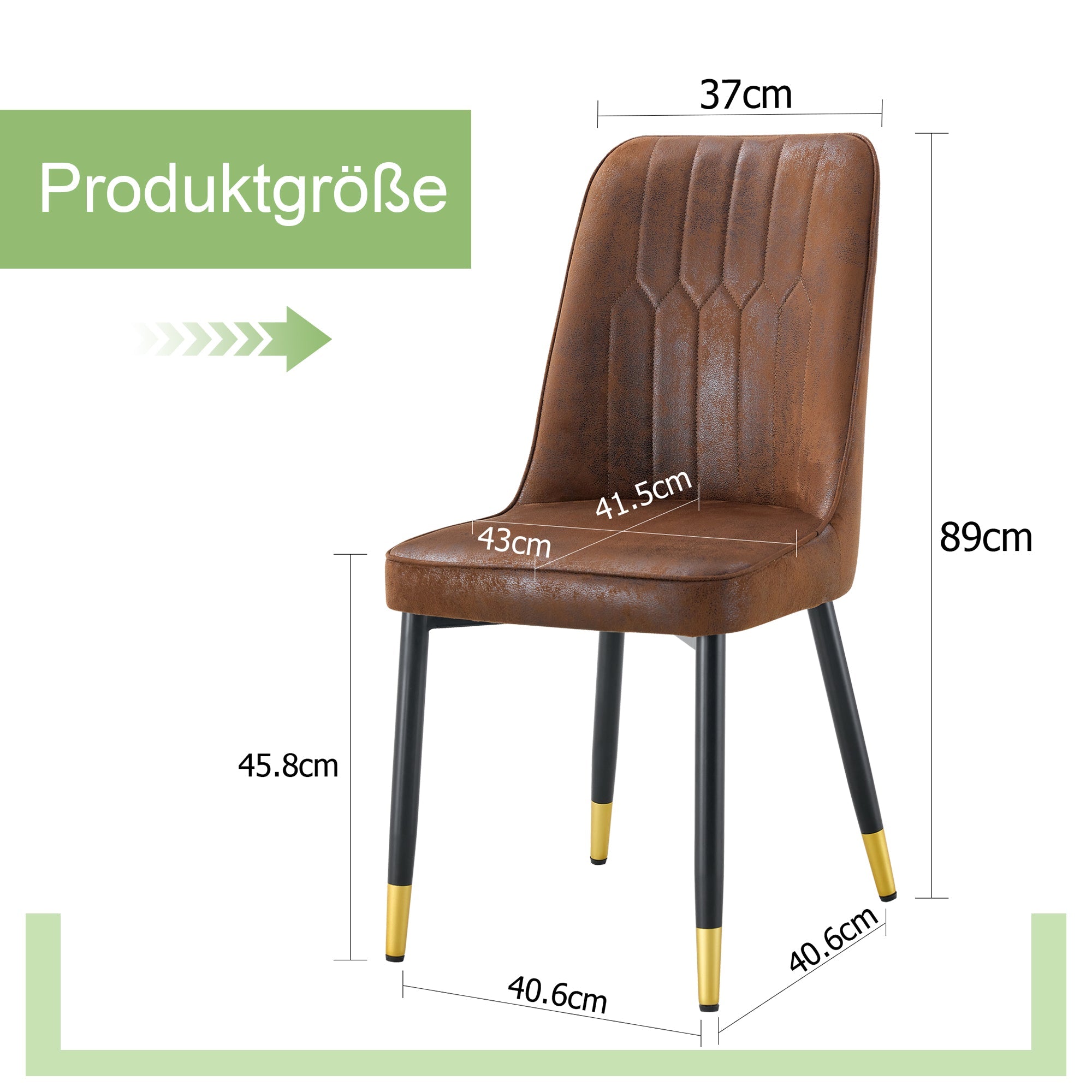 Set of 2 Dining Chairs Modern Tech Fabric Black Metal Legs - Brown