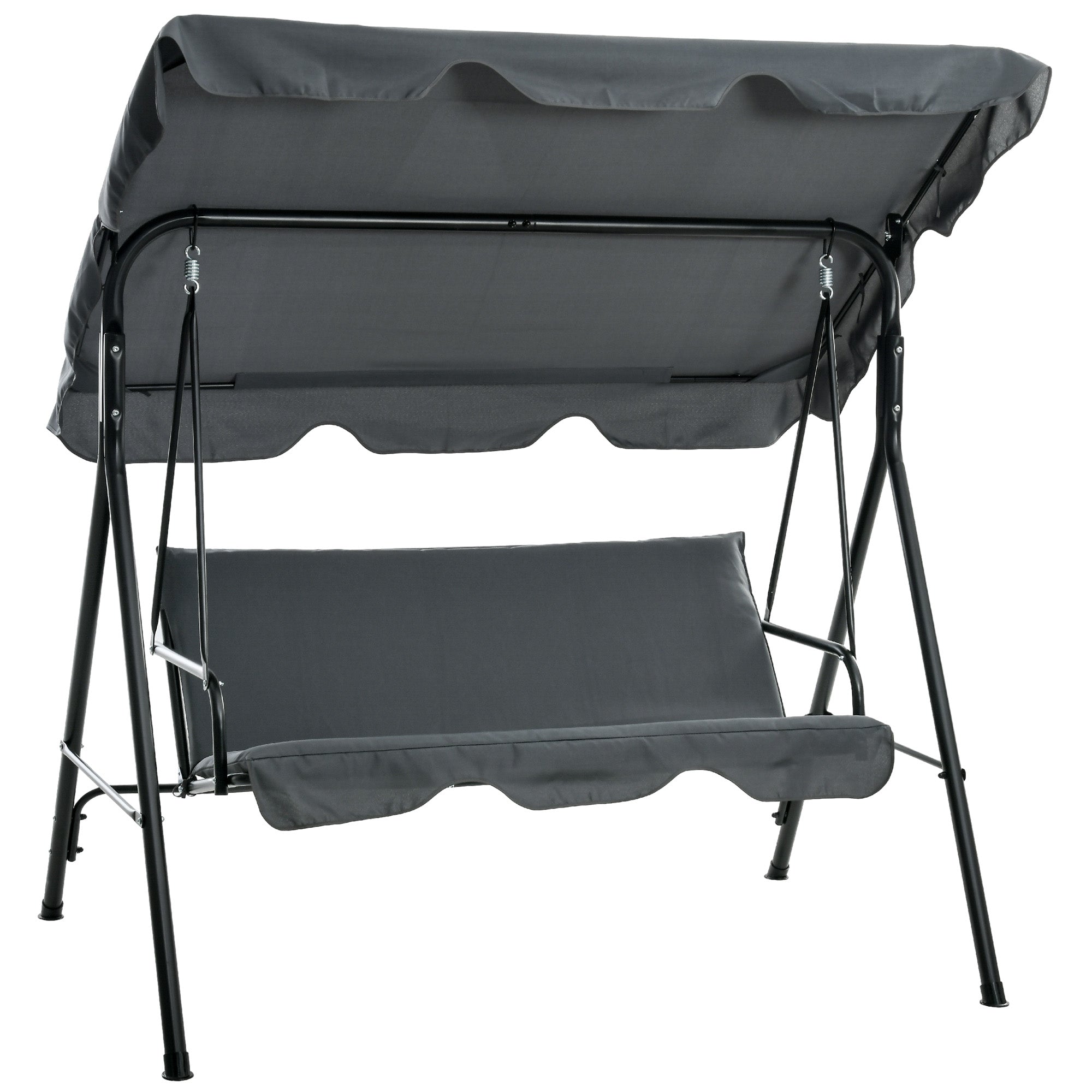 Outsuuny 3-Seater Hollywood Swing with Adjustable Sunshade, 240 kg Load Capacity, Grey