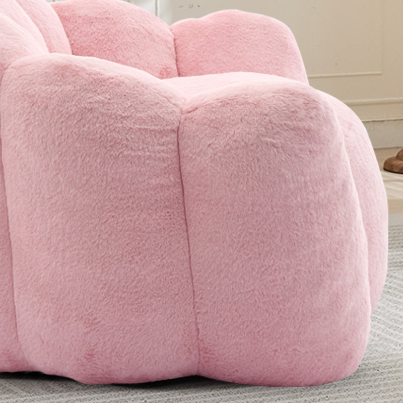 Lotus-shaped Compact Sofa, Adult Seat with Short-pile Pull Handle, Rose