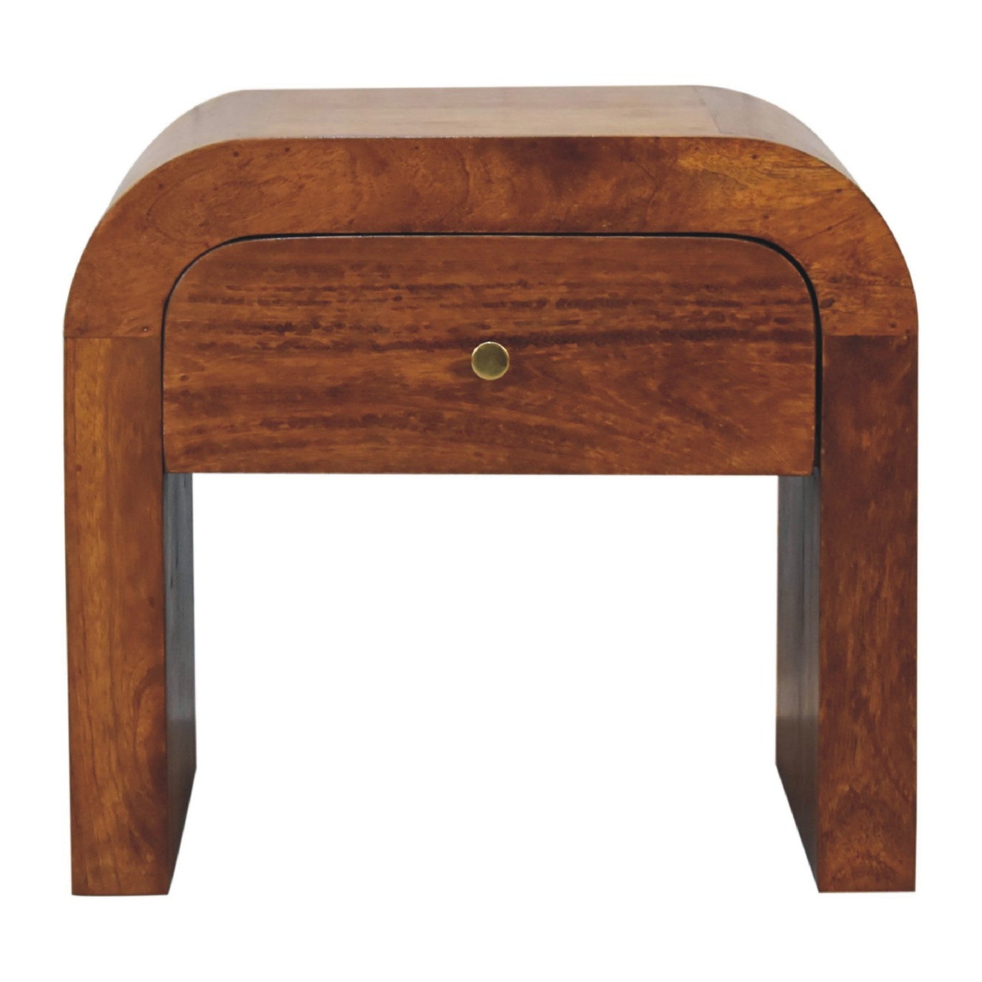 Solid Wood Drum, 3 Drawers, Dark Brown