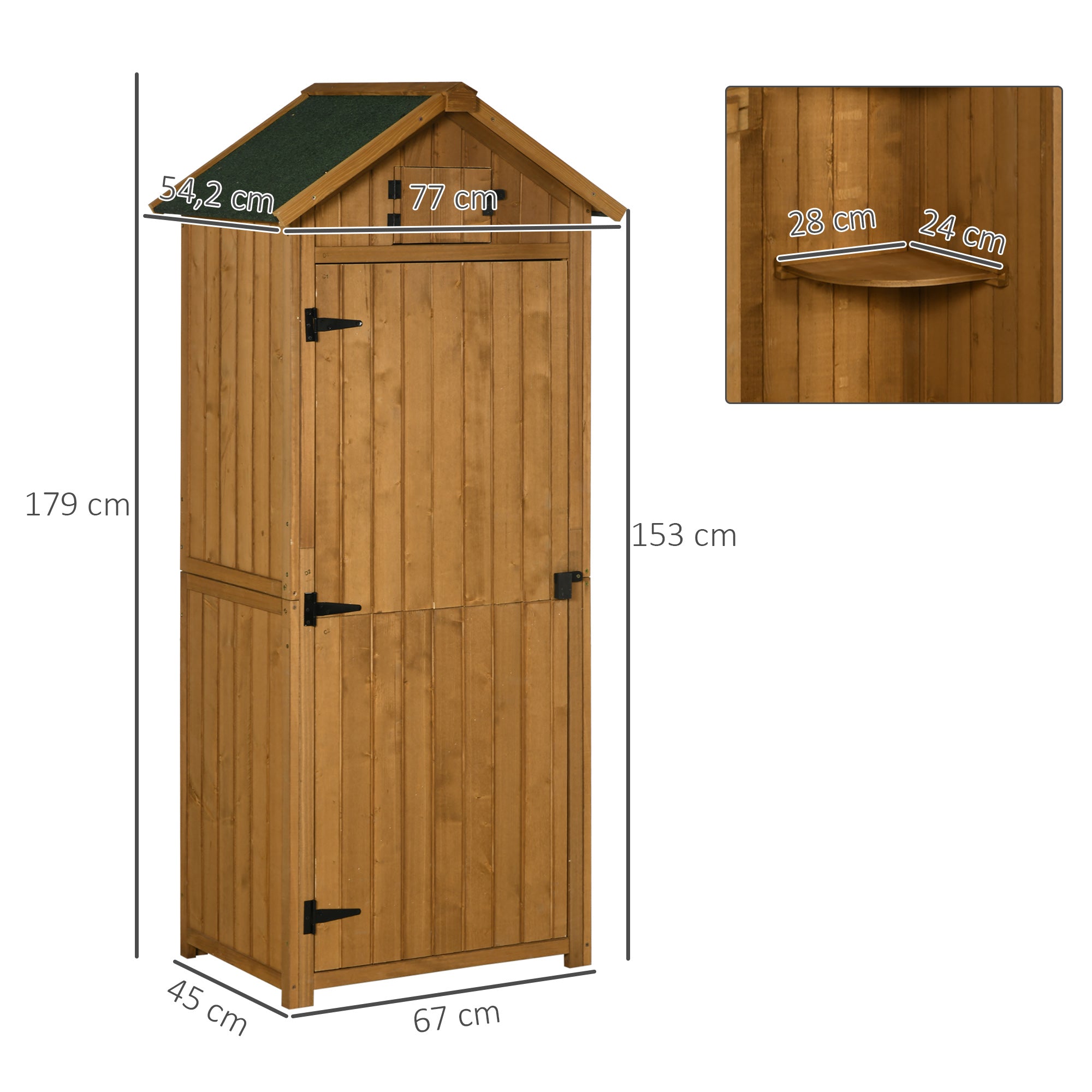 Garden Shed Tool Shed with Shelves, Asphalt Roof, Window, Wood Yellow+Green