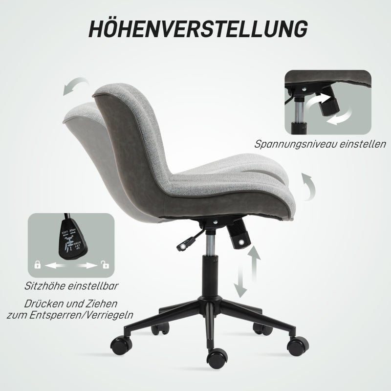 office Chair, Adjustable Swivel with Tilt, Dark Grey Linen