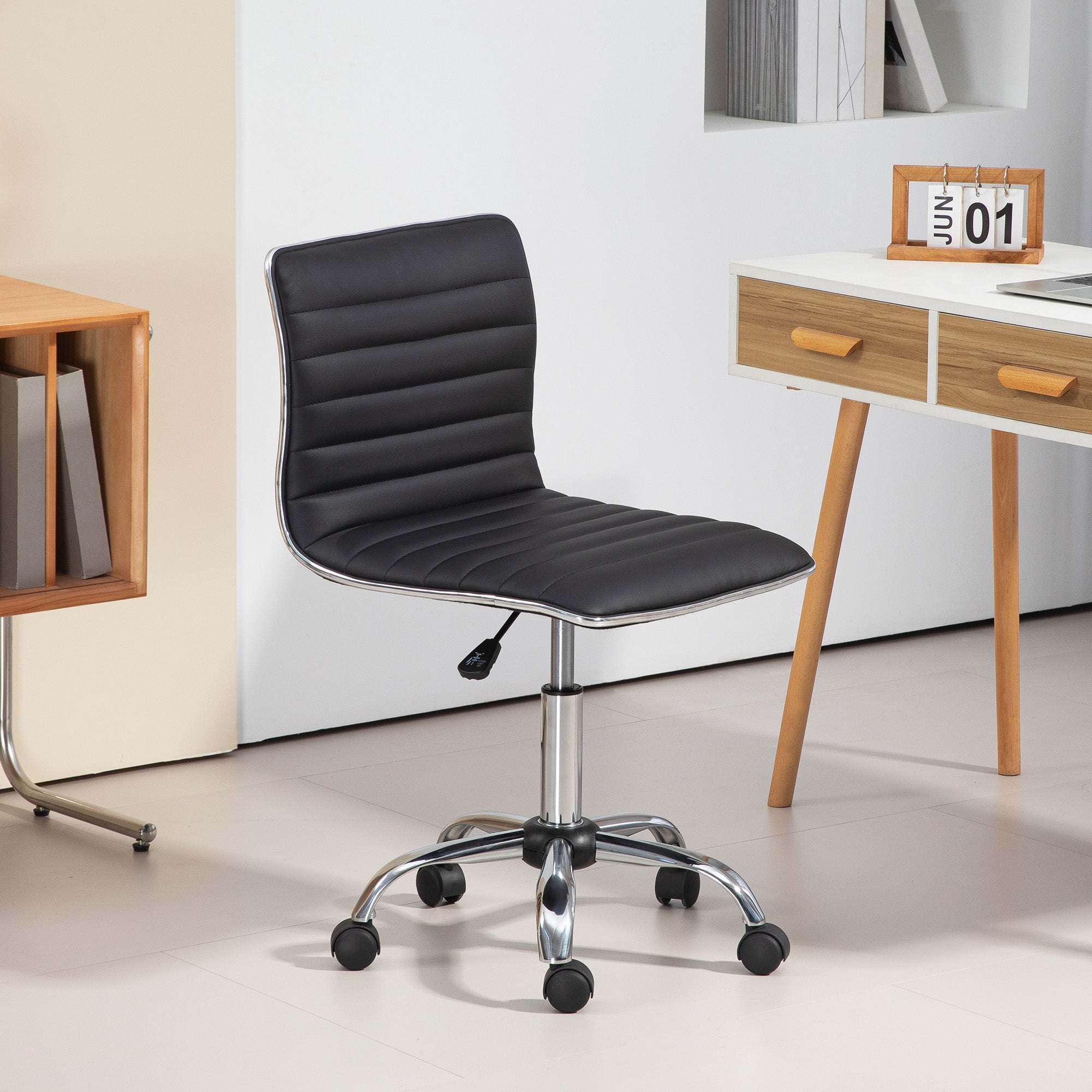 Bürostuhl, höhenverstellbar, drehbar, 120 kg, Schwarz