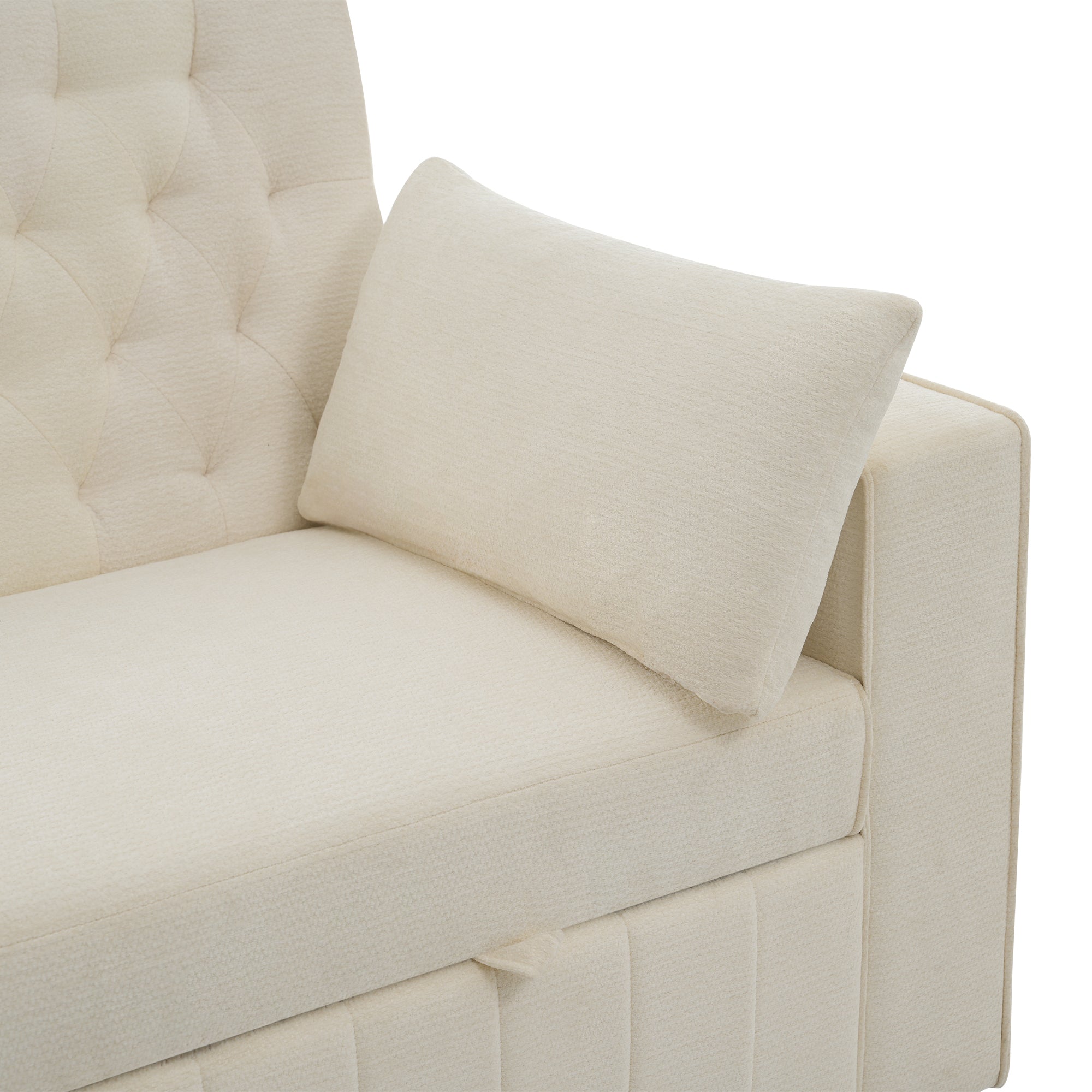 Sofa Bed, Modern Folding with Storage, Cup Holder, USB, Beige