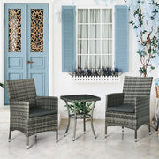 Balcony Furniture Set for 2 People, Rattan Garden, Dark Grey