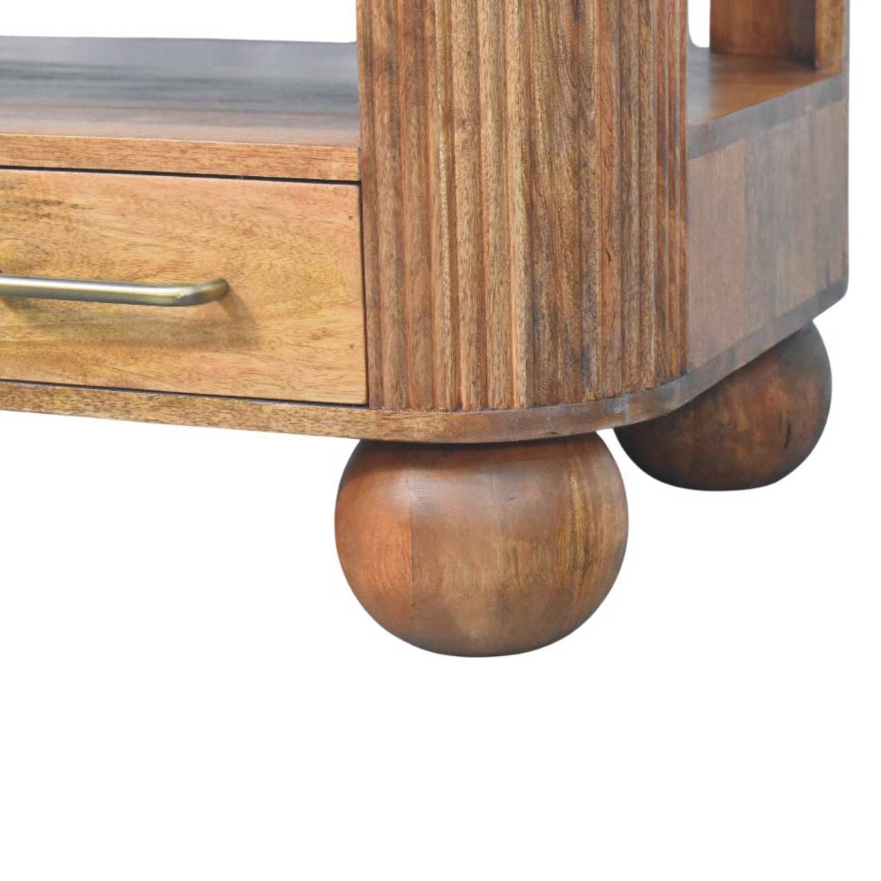 Briarwood Fluted Coffee Table with 2 Drawers, 1 Shelf, Solid Wood Brown