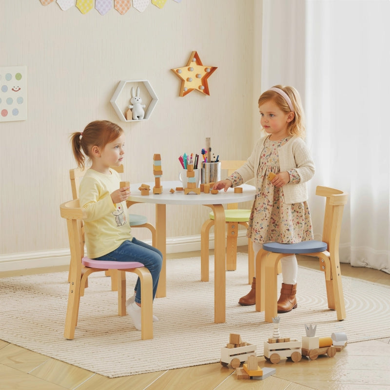 5-Piece Children's Table and Chair Set Lightweight Solid Wood Colorful