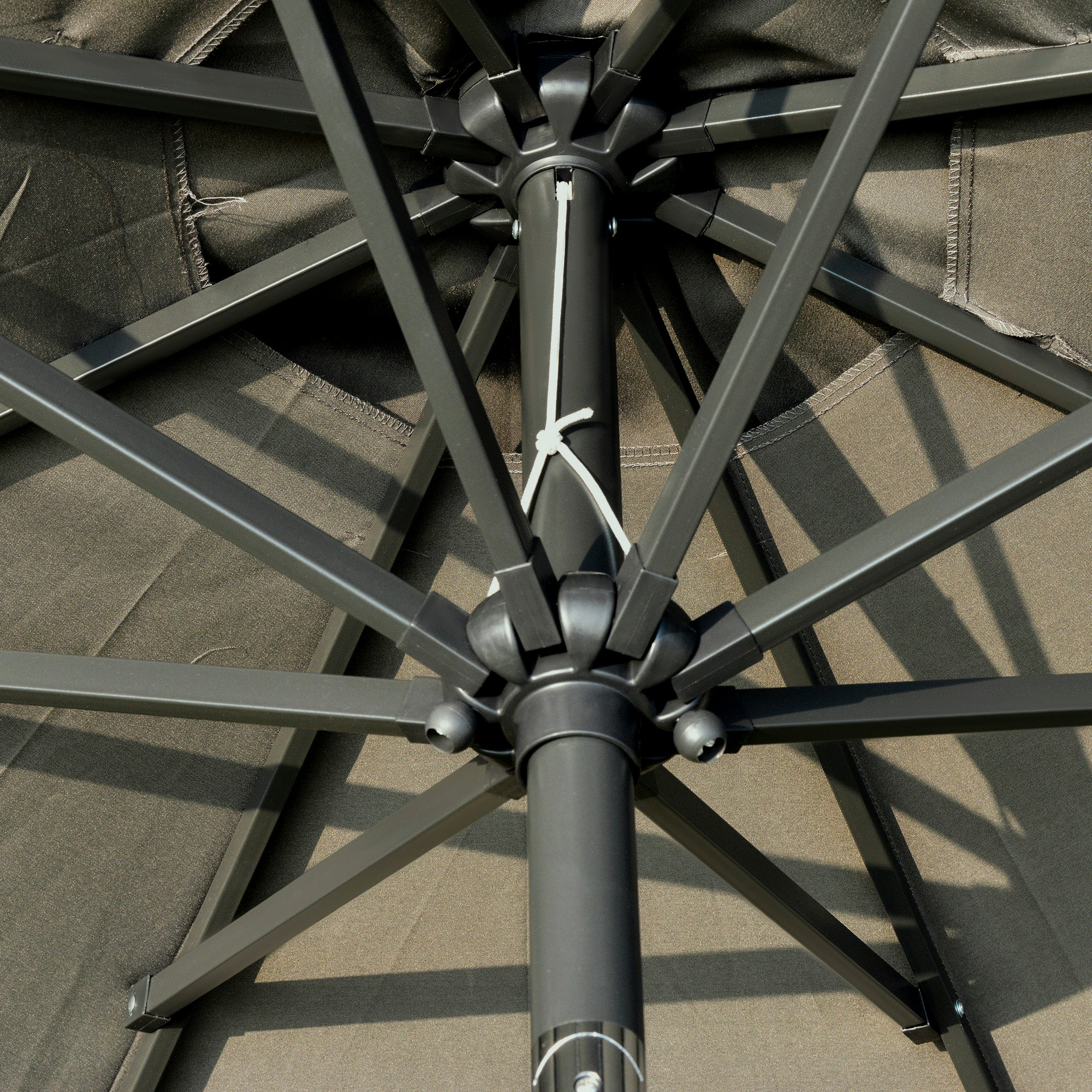 2.7m Patio Umbrella Parasol with Tilt Crank and 24 LED Lights - Grey