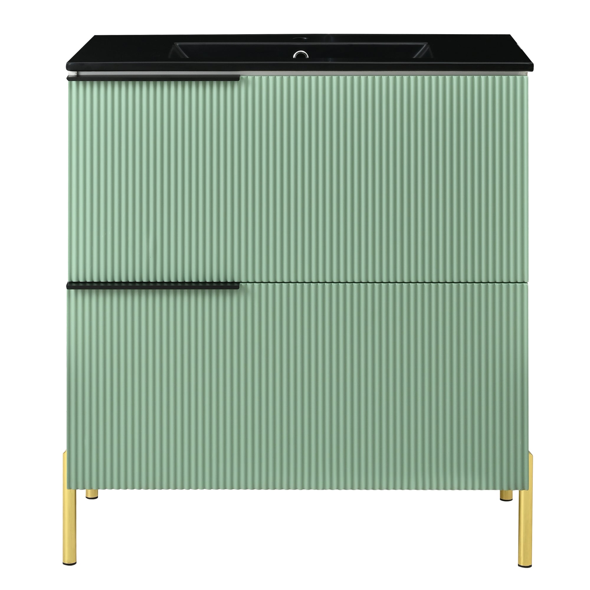 Bathroom Vanity Unit with Ceramic Sink and Storage Drawers, Green