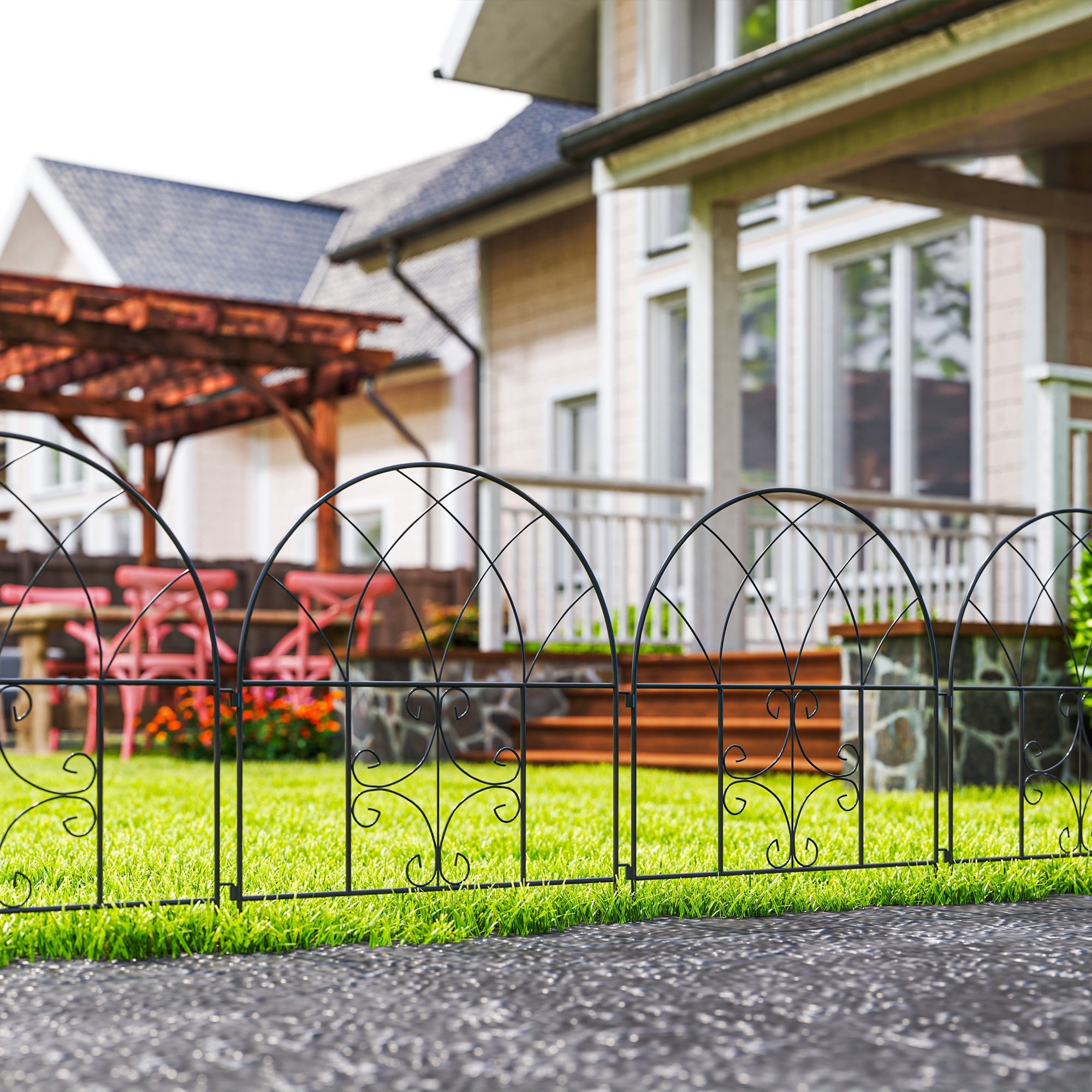 Garden Fence Decorative Mesh Set 300x70cm, Steel Black