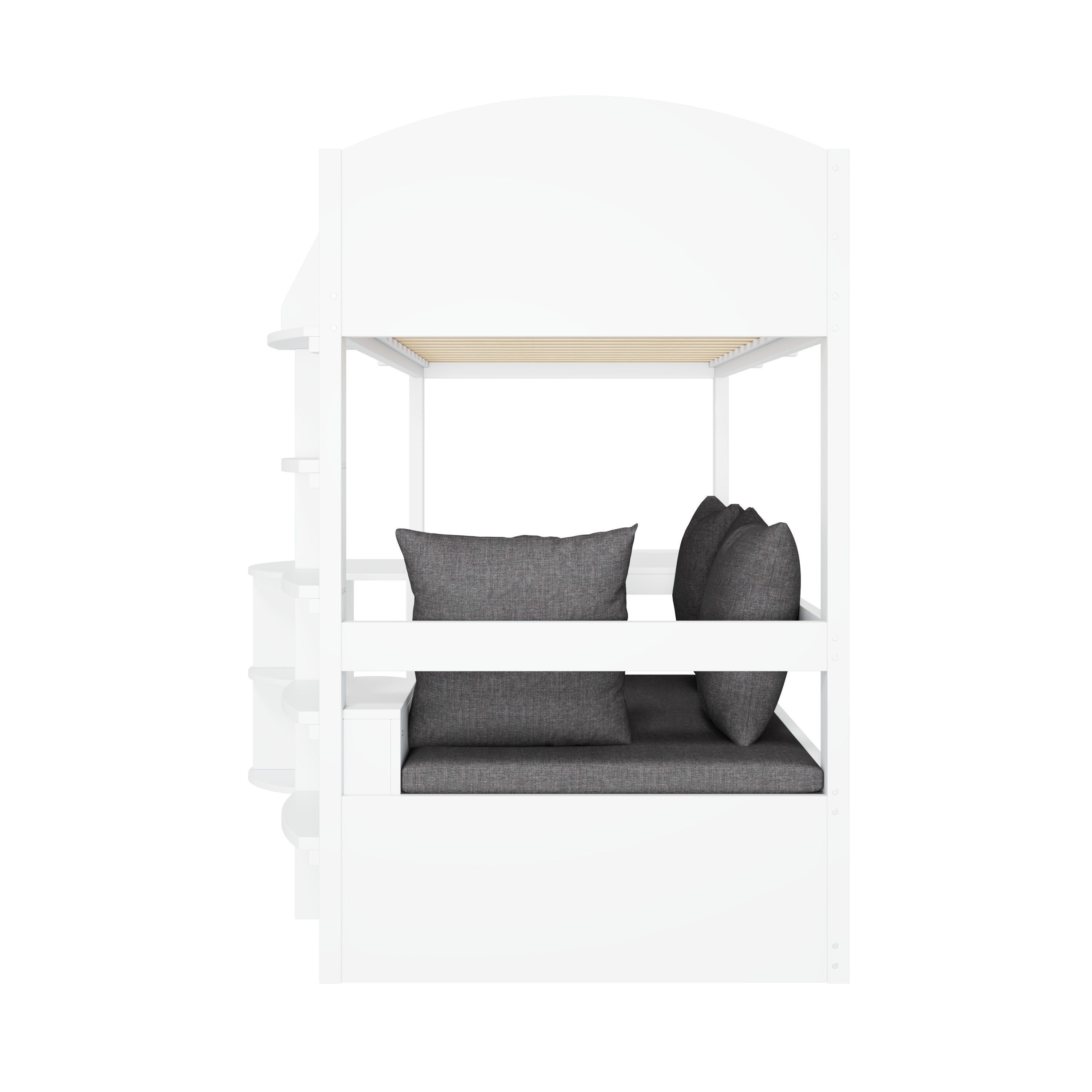 Double Bed 140x190cm Storage Drawers LED USB-C Charging, Wood White