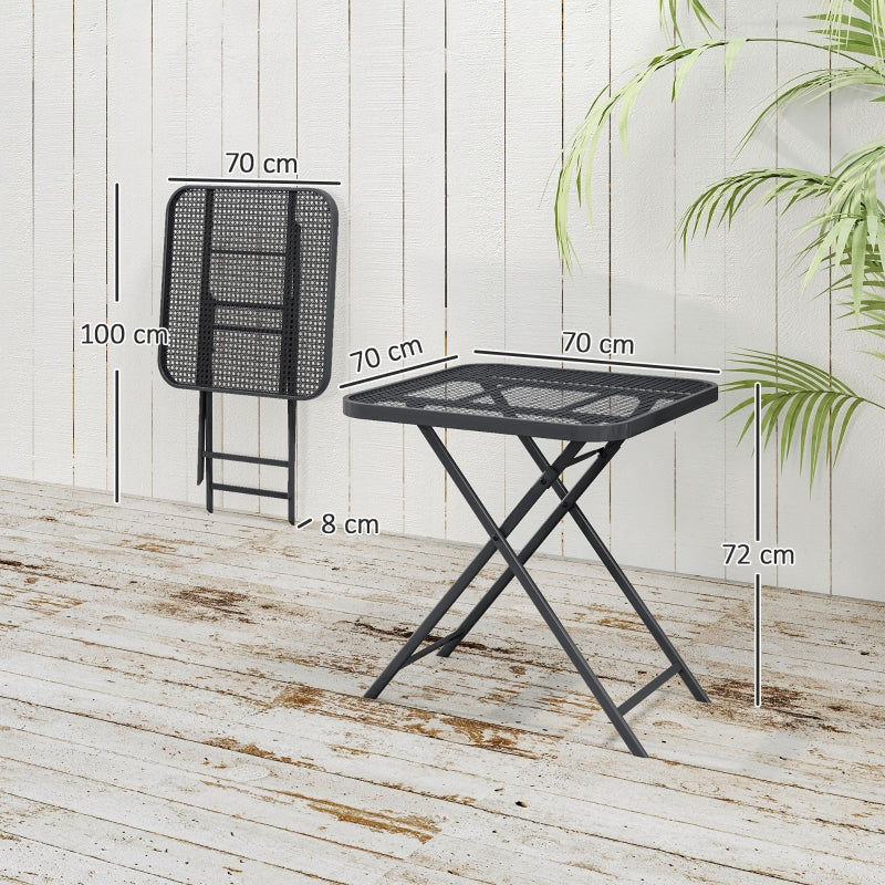 Klappbarer Gartentisch 70 x 70 cm, wetterfester Stahl, Schwarz
