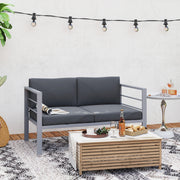 Two-Seater Garden Sofa Aluminium Frame Grey