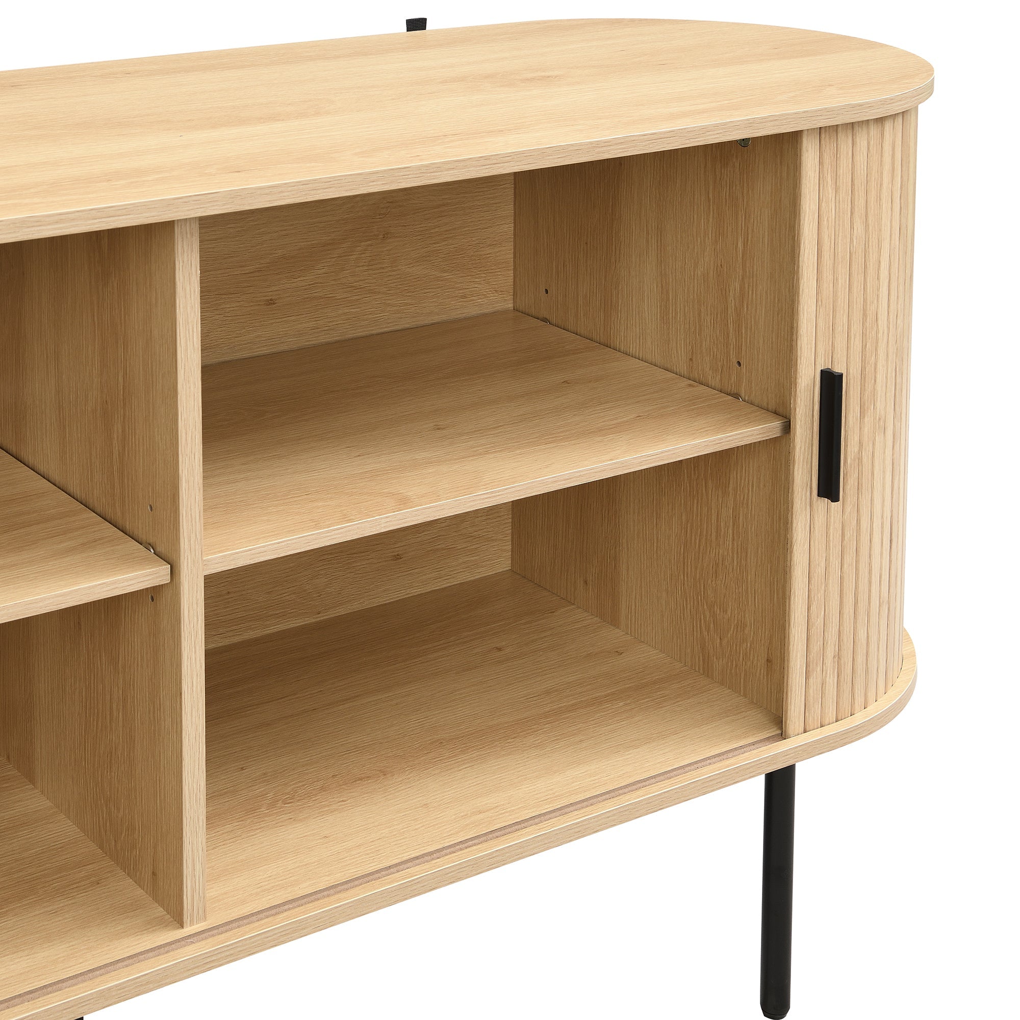 MDF Sideboard, Roller Blind Doors, Aluminum Handles, Iron Legs