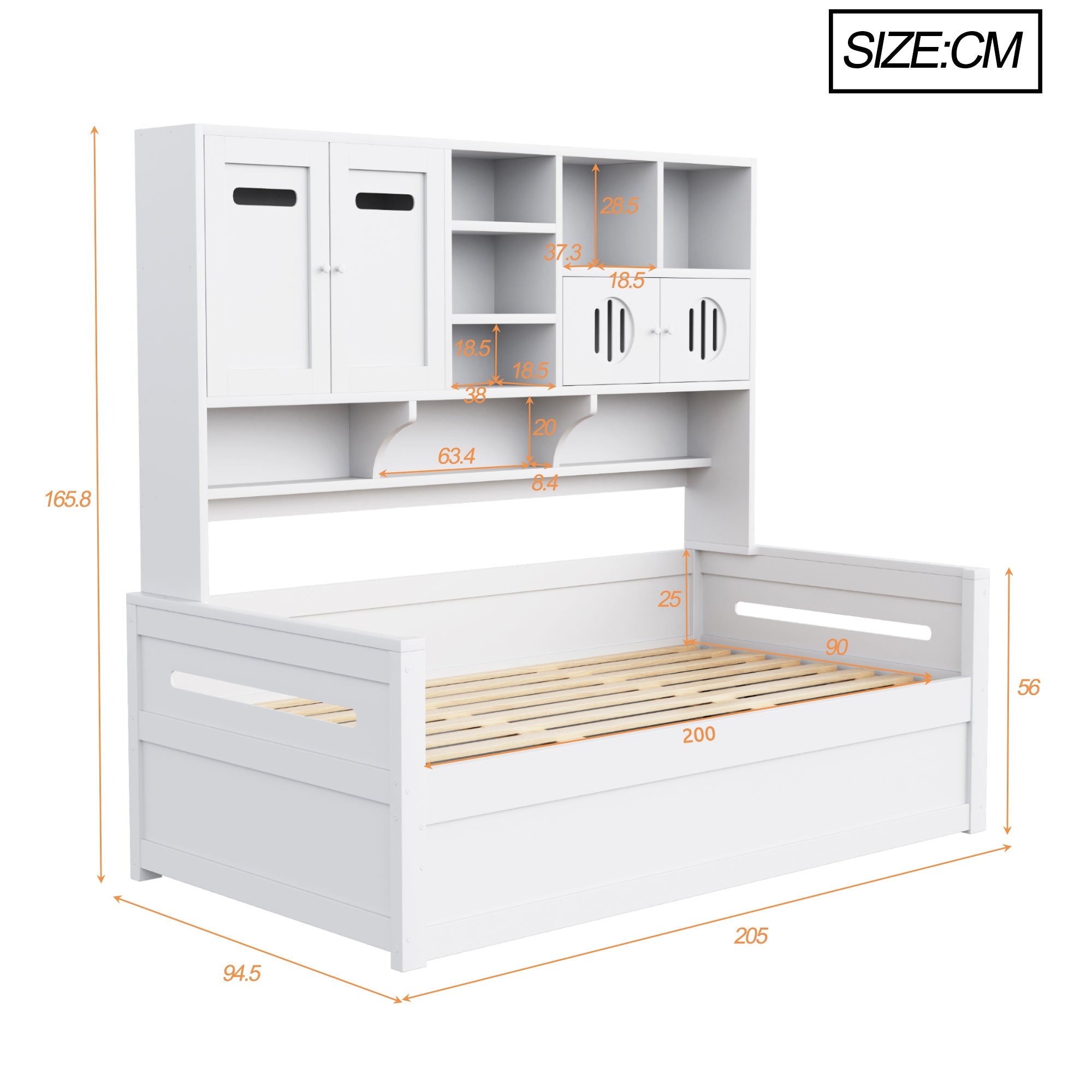Wooden Sofa Bed, 90x200cm Multifunctional Storage Hydraulic, White