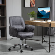 Swivel Computer Office Chair Mid Back Desk Home Study Microfiber Charcoal Grey