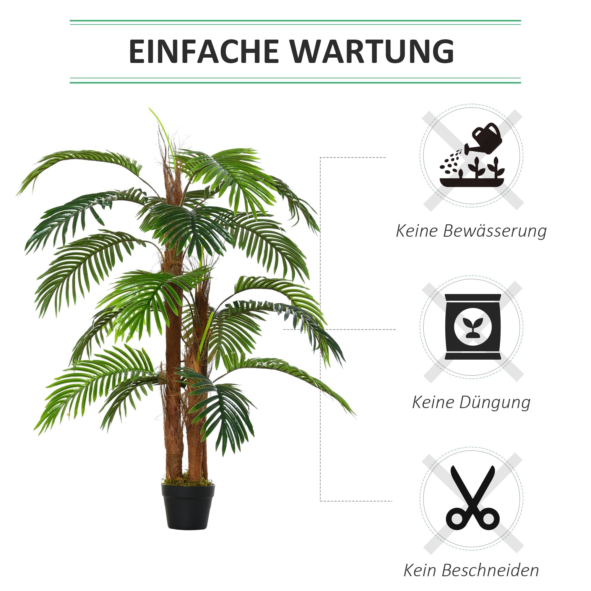 Artificial Palm 120cm, lifelike, plastic pot