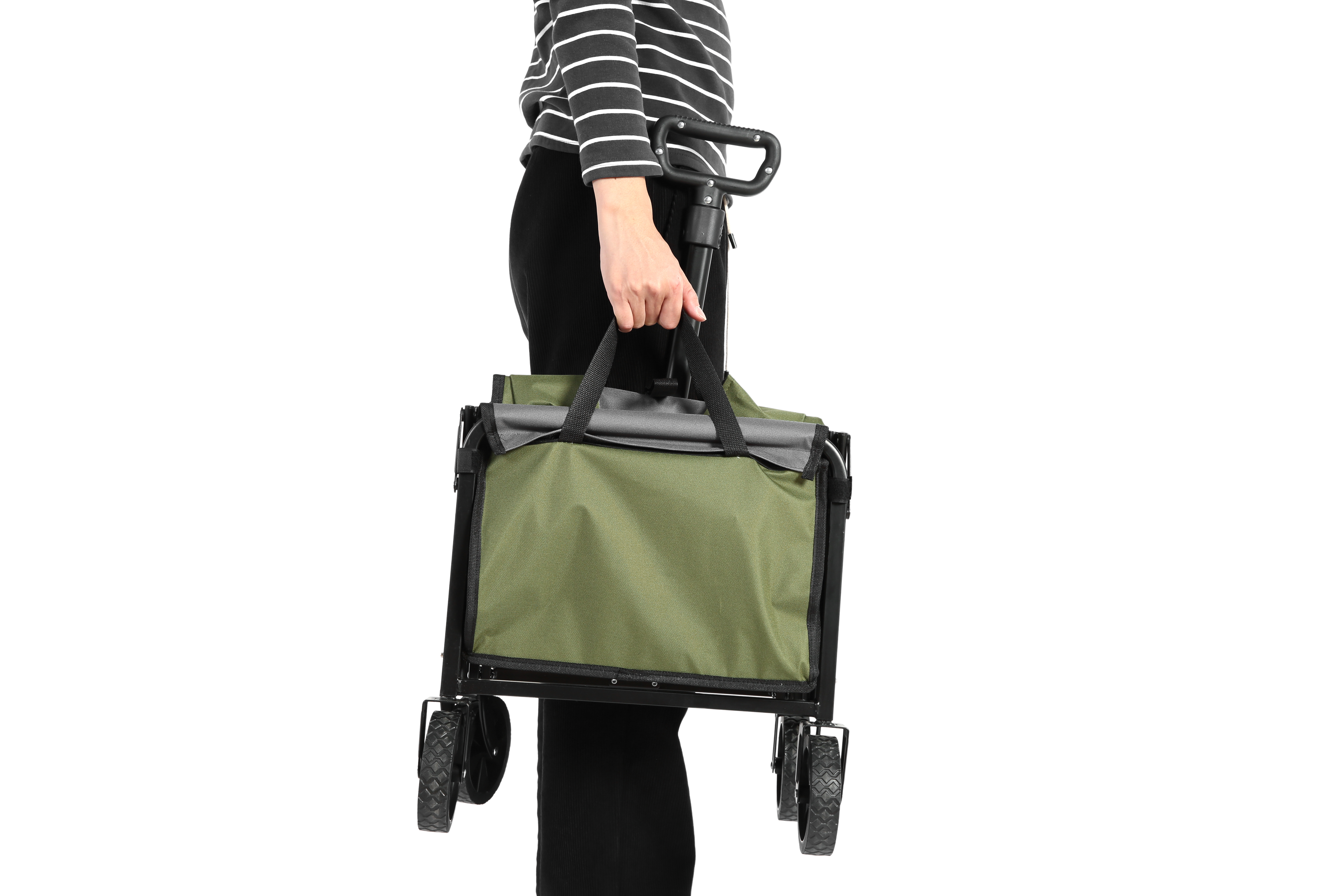 Lightweight Portable Heavy Duty Folding Beach Wagon Outdoor Utility Cart Army Green
