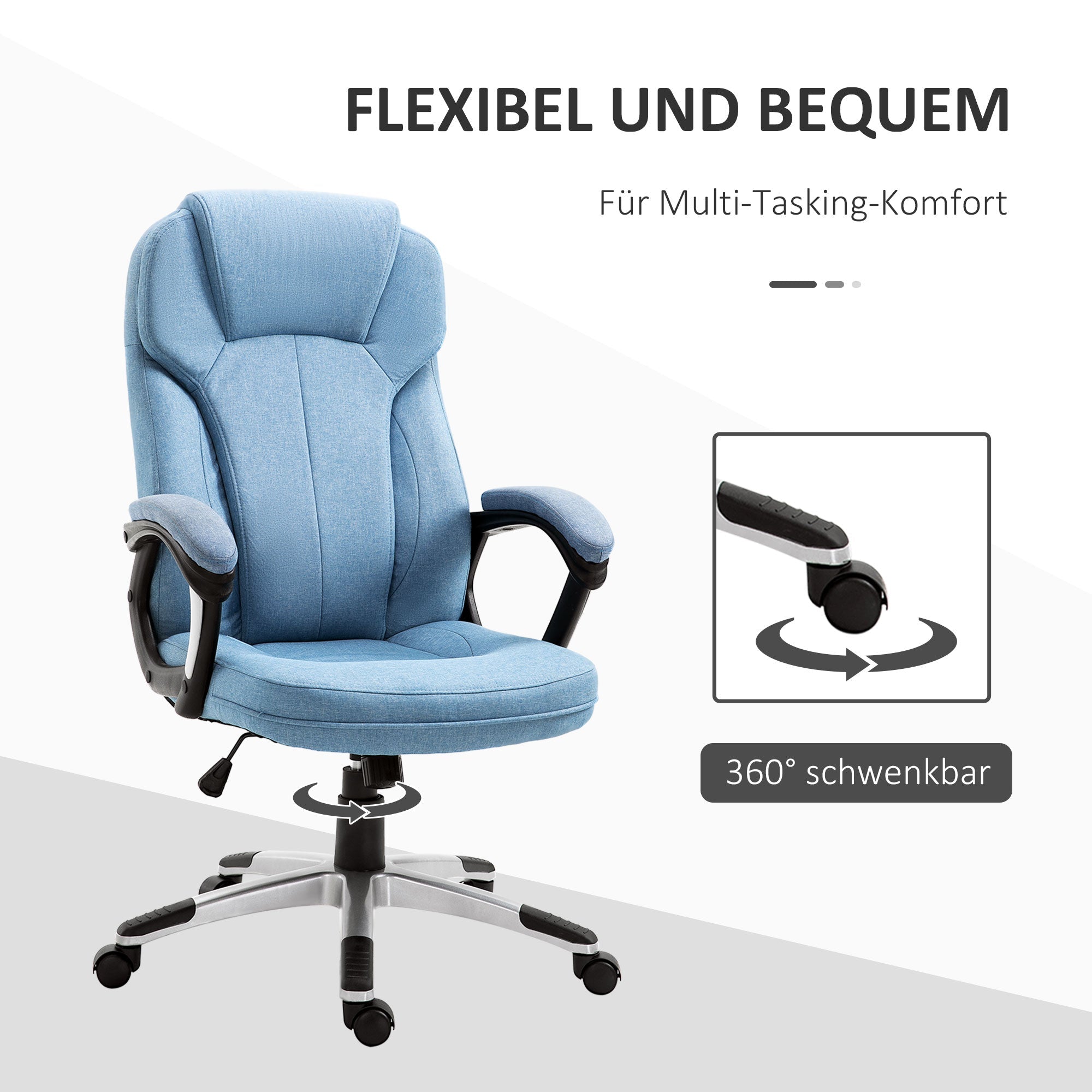 Vinsetto Executive Office Chair Ergonomic Desk Chair Light Blue Linen