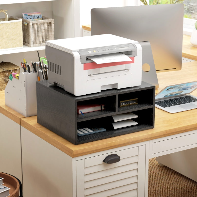 Printer Storage Cabinet, Three-Compartment, Black