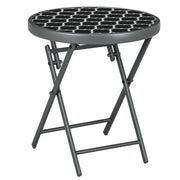 Folding Table Side Table Glass Top Black