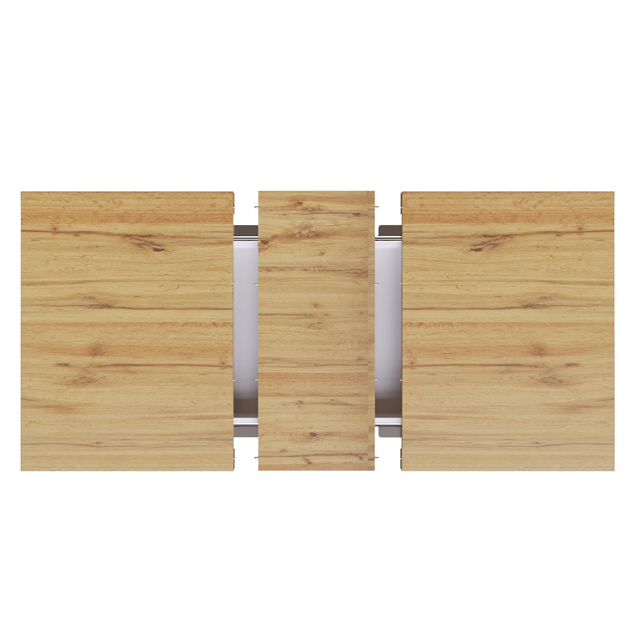 Extendable Dining Table with Storage and Sunburst Relief, Wood Veneer