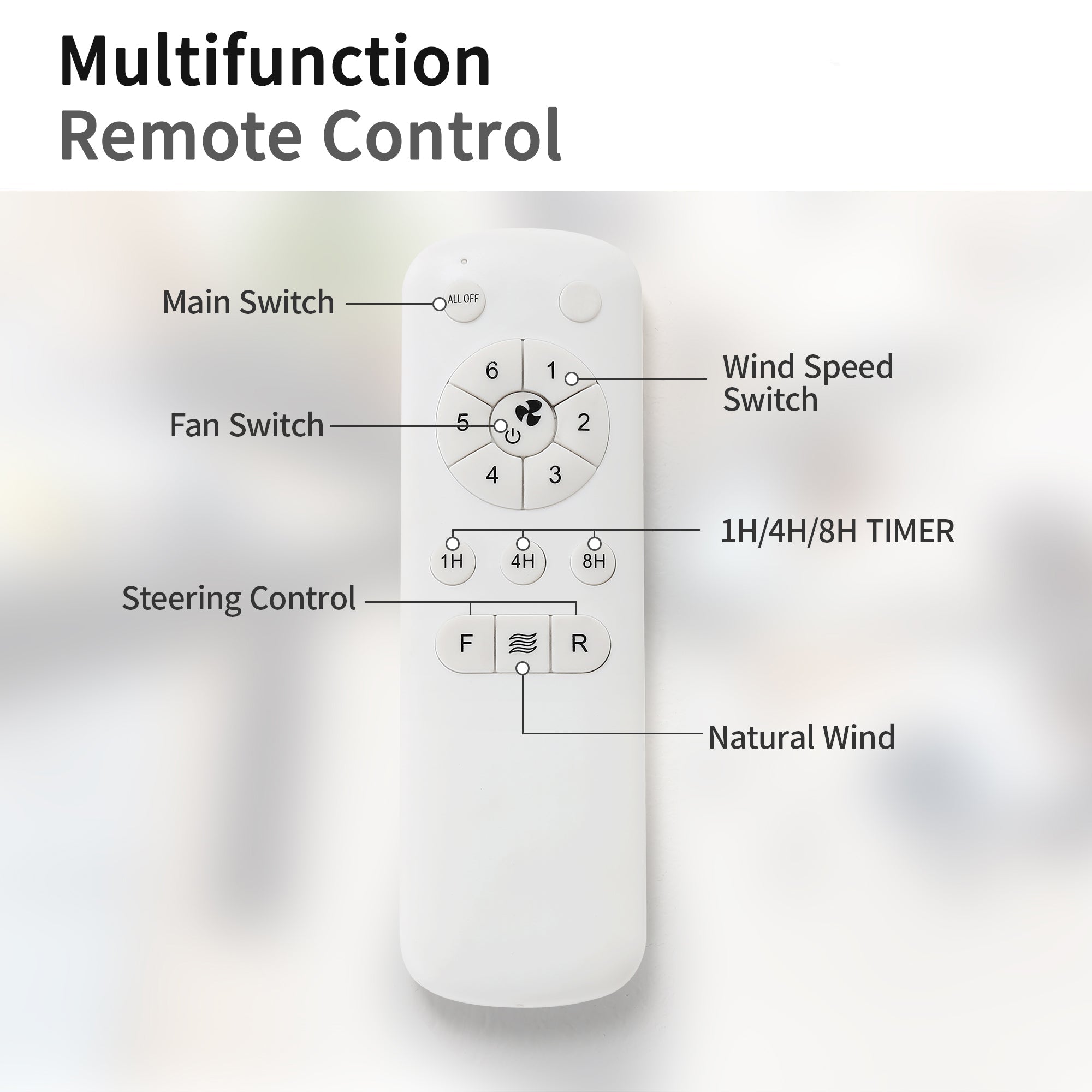 52-inch Indoor Ceiling Fan, 6 Speeds, 3 ABS Blades, Reversible DC Motor, White