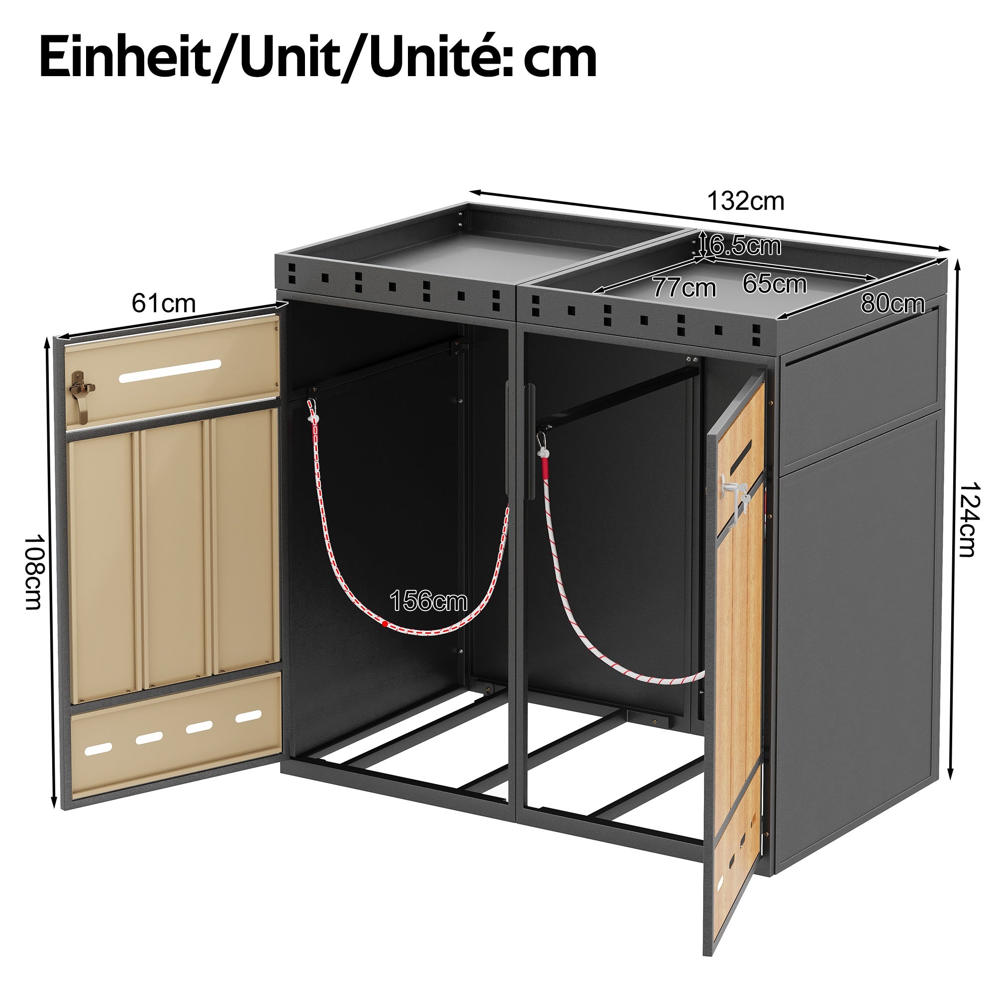 Bin Storage Unit with Green Roof and 120-240L Enclosure, Metal