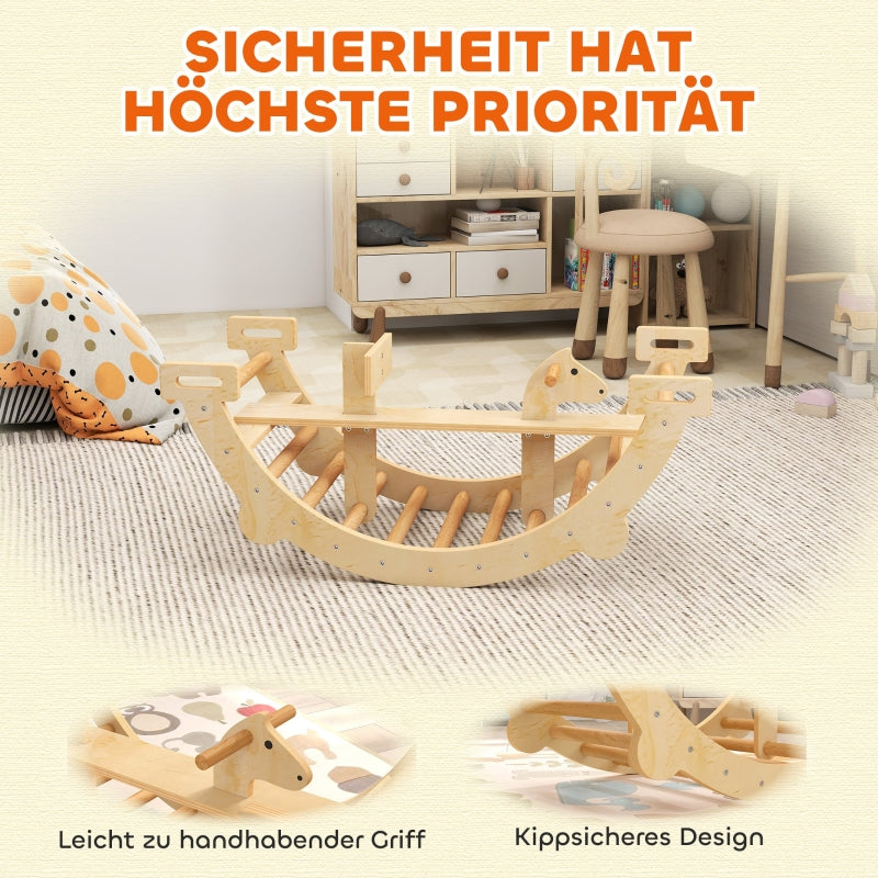 Montessori Indoor Climbing Frame 2-in-1 Arch - Natural Wood