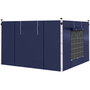 Side Panels for Gazebo, 3x3m and 3x6m with Window and Door, Oxford, Blue