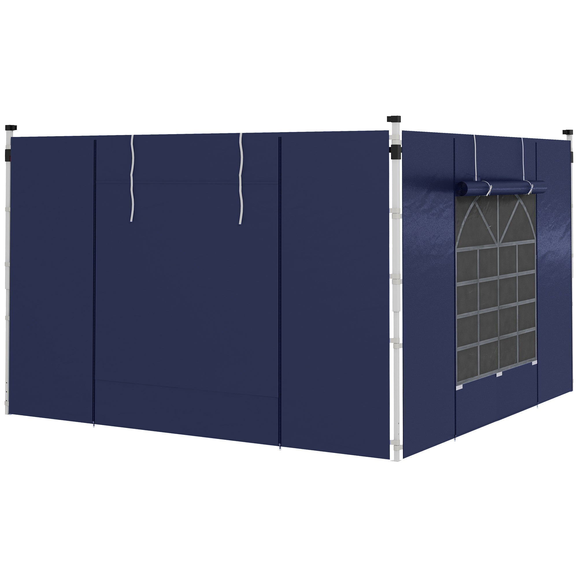 Side Panels for Gazebo, 3x3m and 3x6m with Window and Door, Oxford, Blue