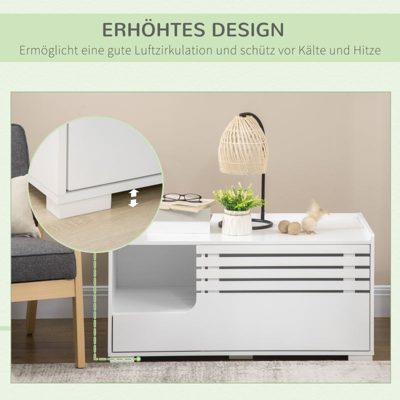 Katzenkabinett, 2-in-1 Design, Magnettür, Weiß