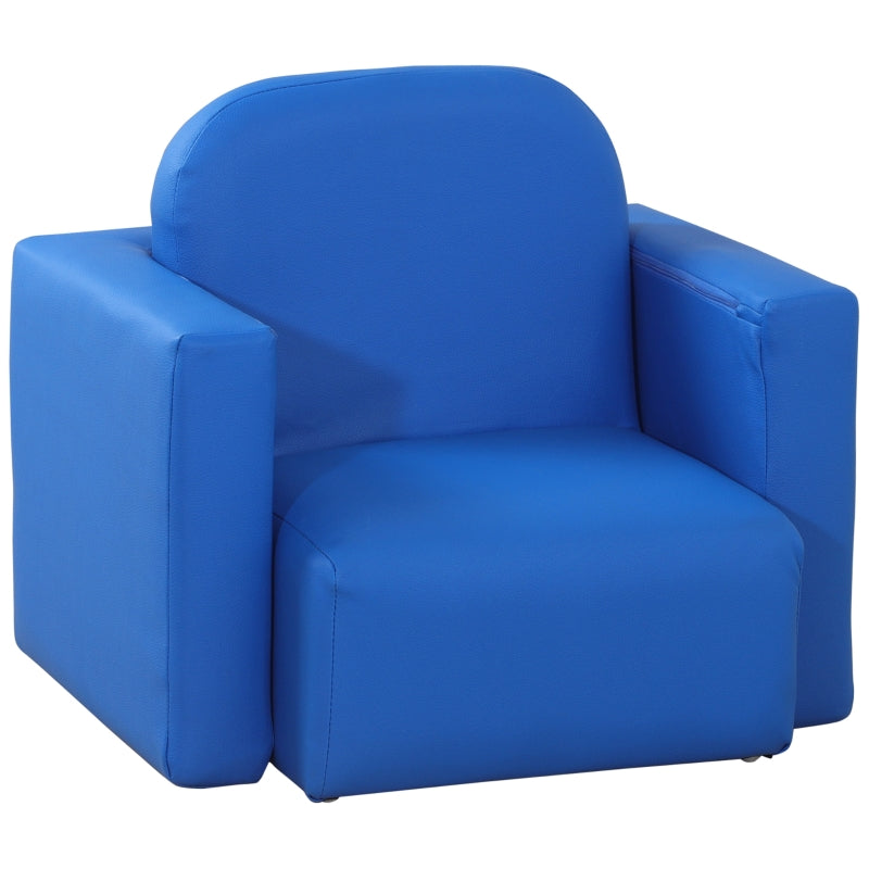 2 In 1 Toddler Sofa Chair, Converts to Table, Playroom, Blue