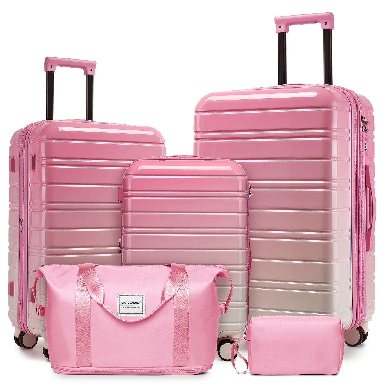 Luggage Sets 5 Piece Hardside Expandable Suitcases with Spinner Wheels, Peach Pink