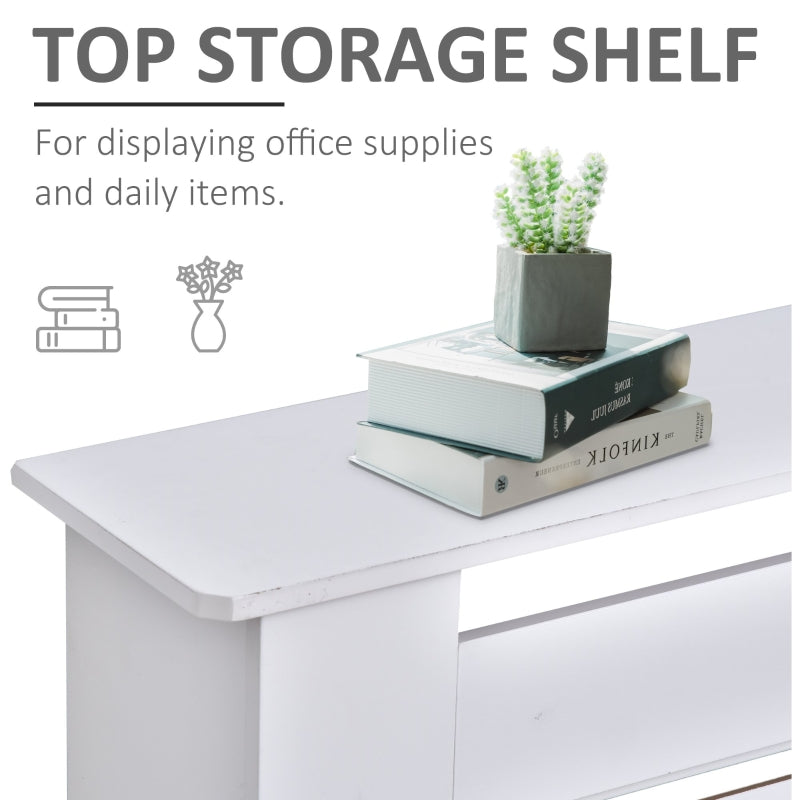 MDF Extendable Radiator Cover Cabinet Shelving Slatted Design (139-208.5L x 20.5W x 82.5H cm) White