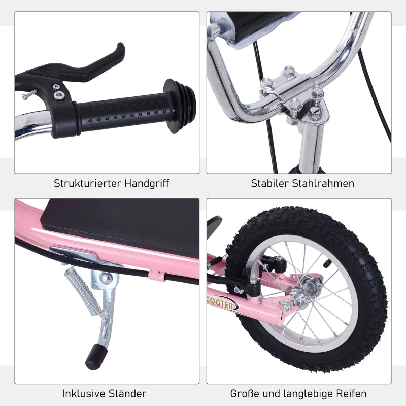 Kinderroller, Luftbereifung, 16 Zoll, Handbremse, Pink