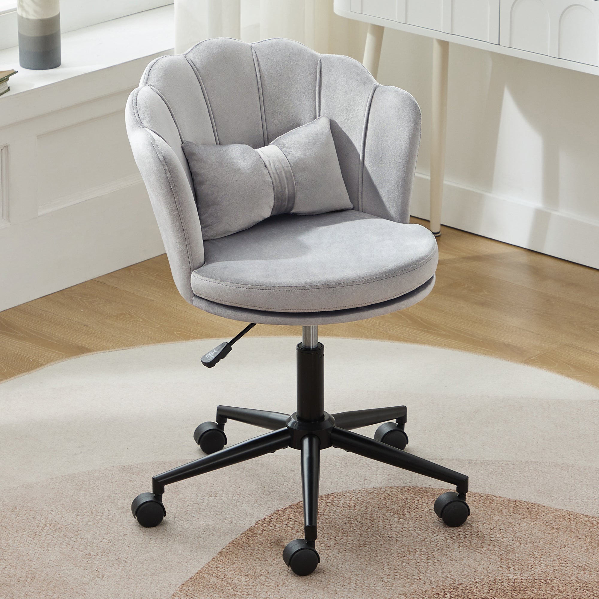 Dressing/Office Chair, Petal Backrest Butterfly Lumbar Cushion Height Adjustable, Soft Seat Cushion