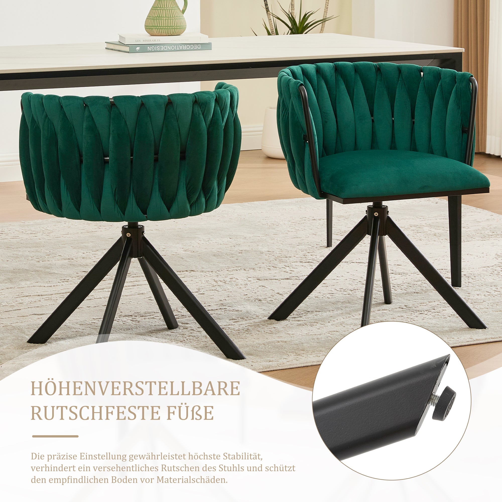 Velour Armchair, Heavy-Duty Metal Frame, 180° Swivel, Ergonomic, Velvety
