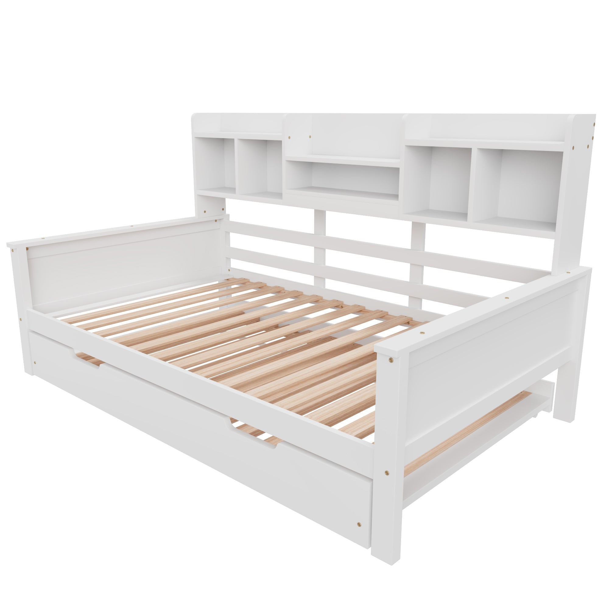 Extendable Sofa Bed 90x200CM Storage Pull-Out Bed, Pine Solid Wood White