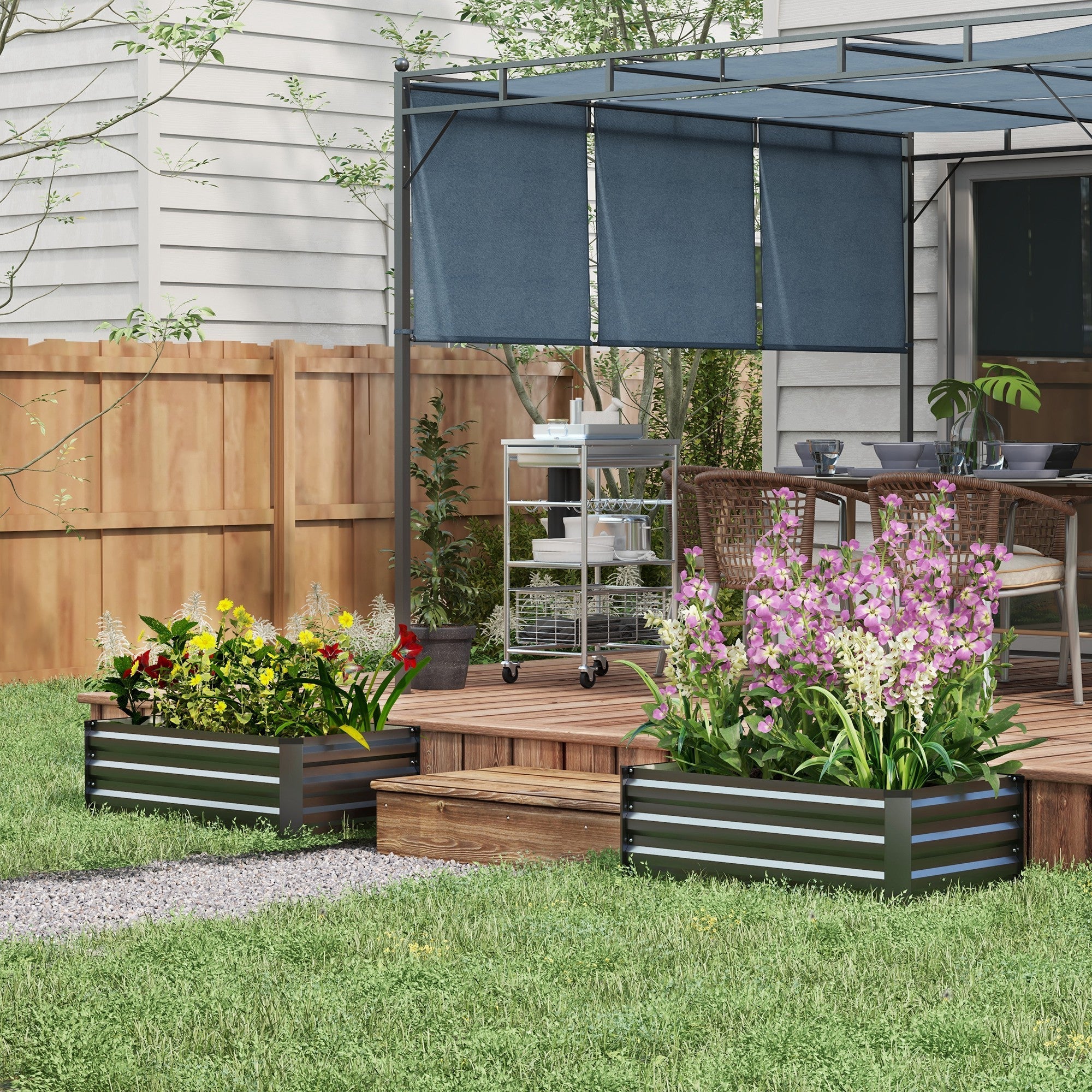 Planter Boxes 100 x 60cm Set of Two Steel Grey