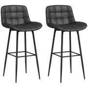 Bar Stools, Set of 2, Swivel, Footrest, Dark Grey