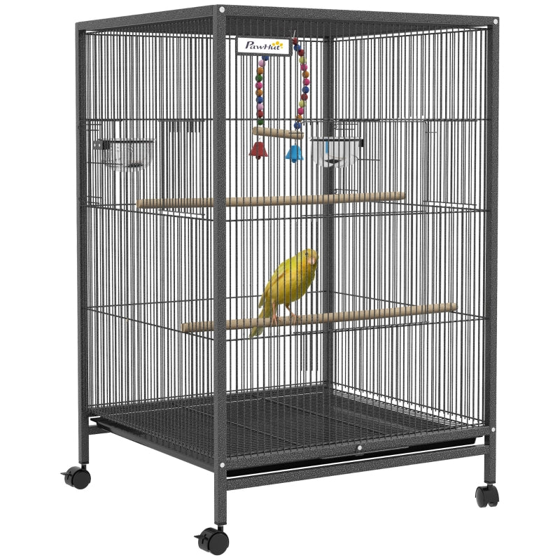 Bird Cage, Budgie Cage with Rolling Stand, Grey