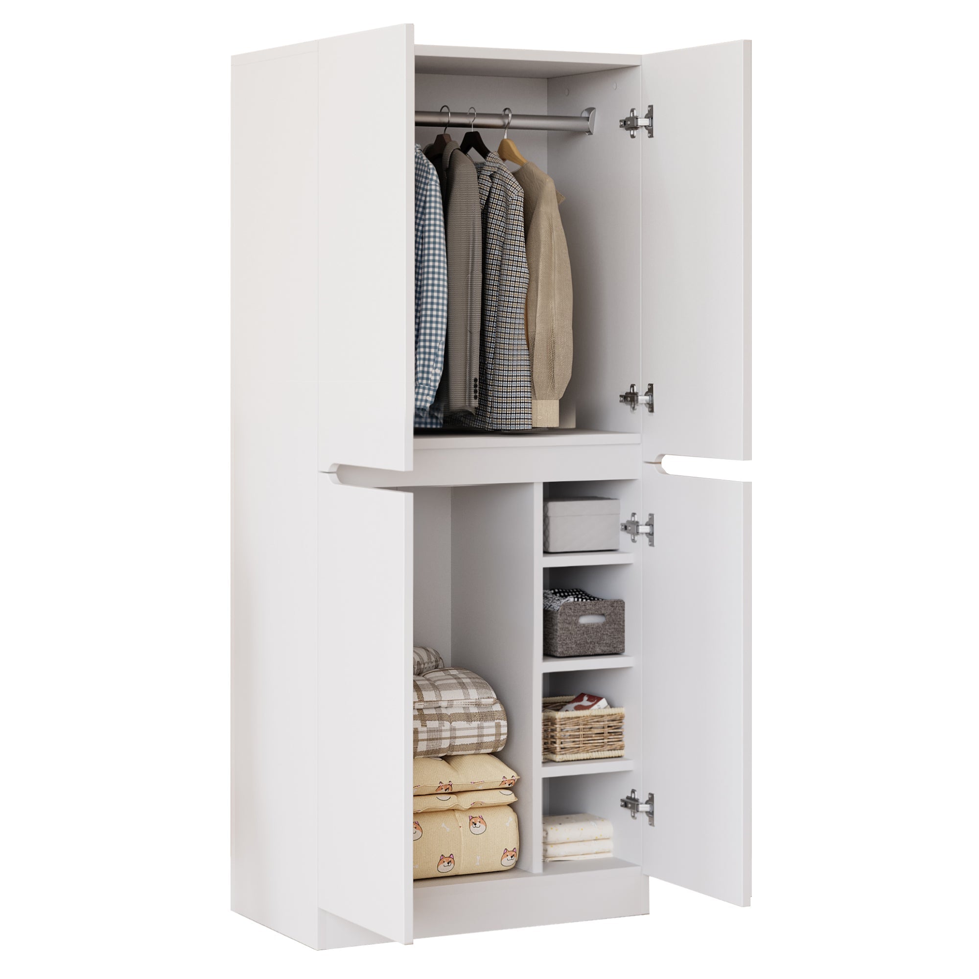 Wardrobe Double Door Storage 70x40x170cm, White
