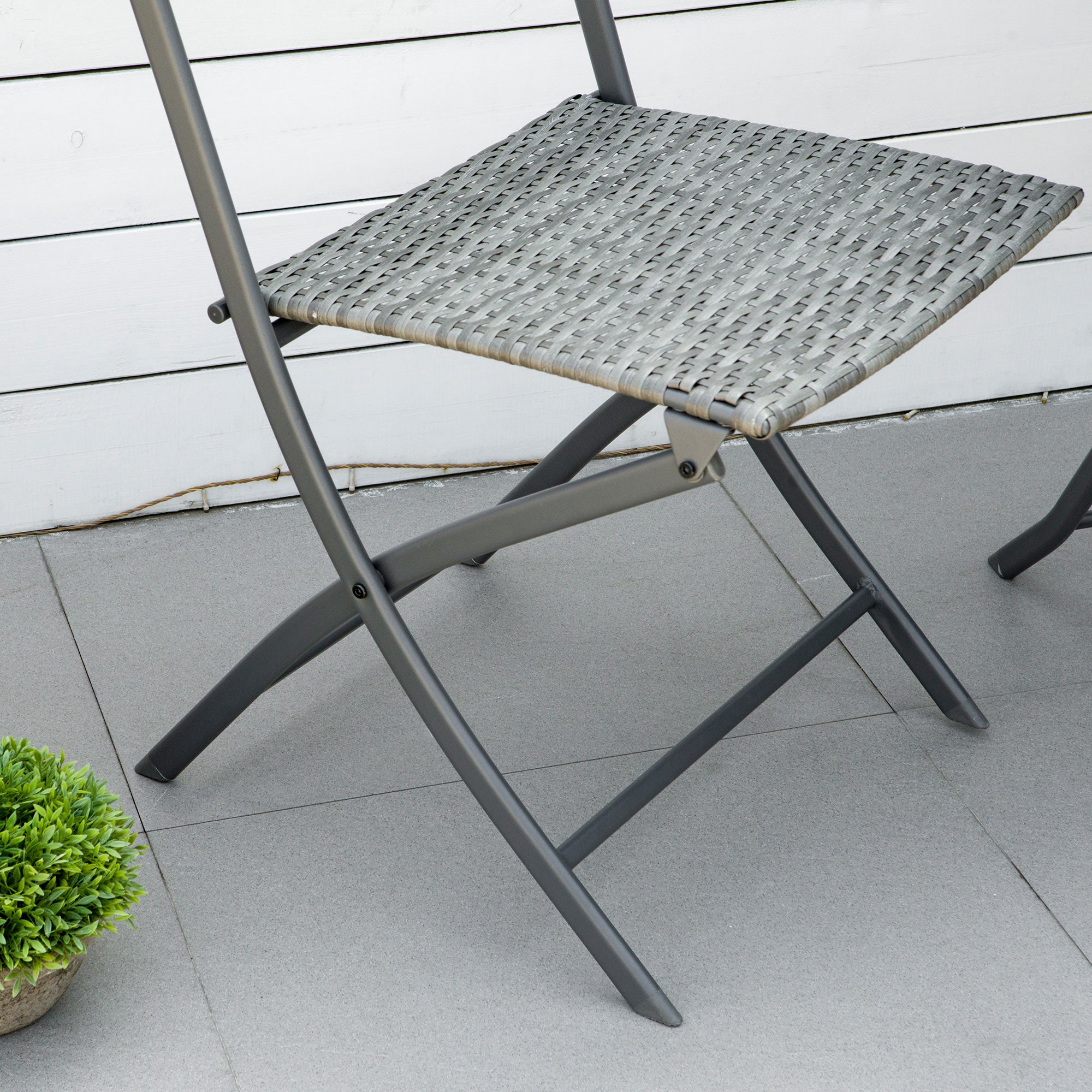 Polyrattan Bistro-Set, Gartenmöbel für 2 Personen, Grau