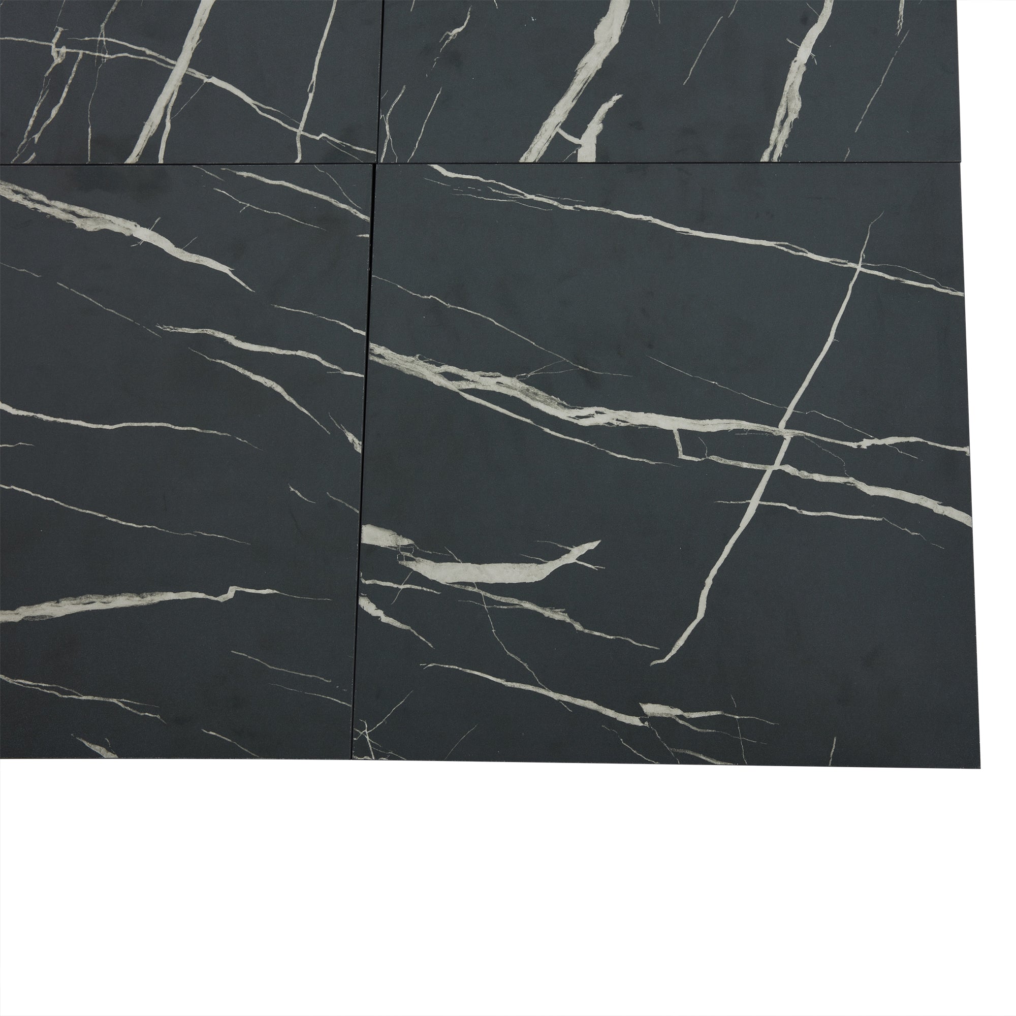 Coffee Table, Square 90x90x25cm with Four Drawers, Sliding Tabletop, Black Marble Look