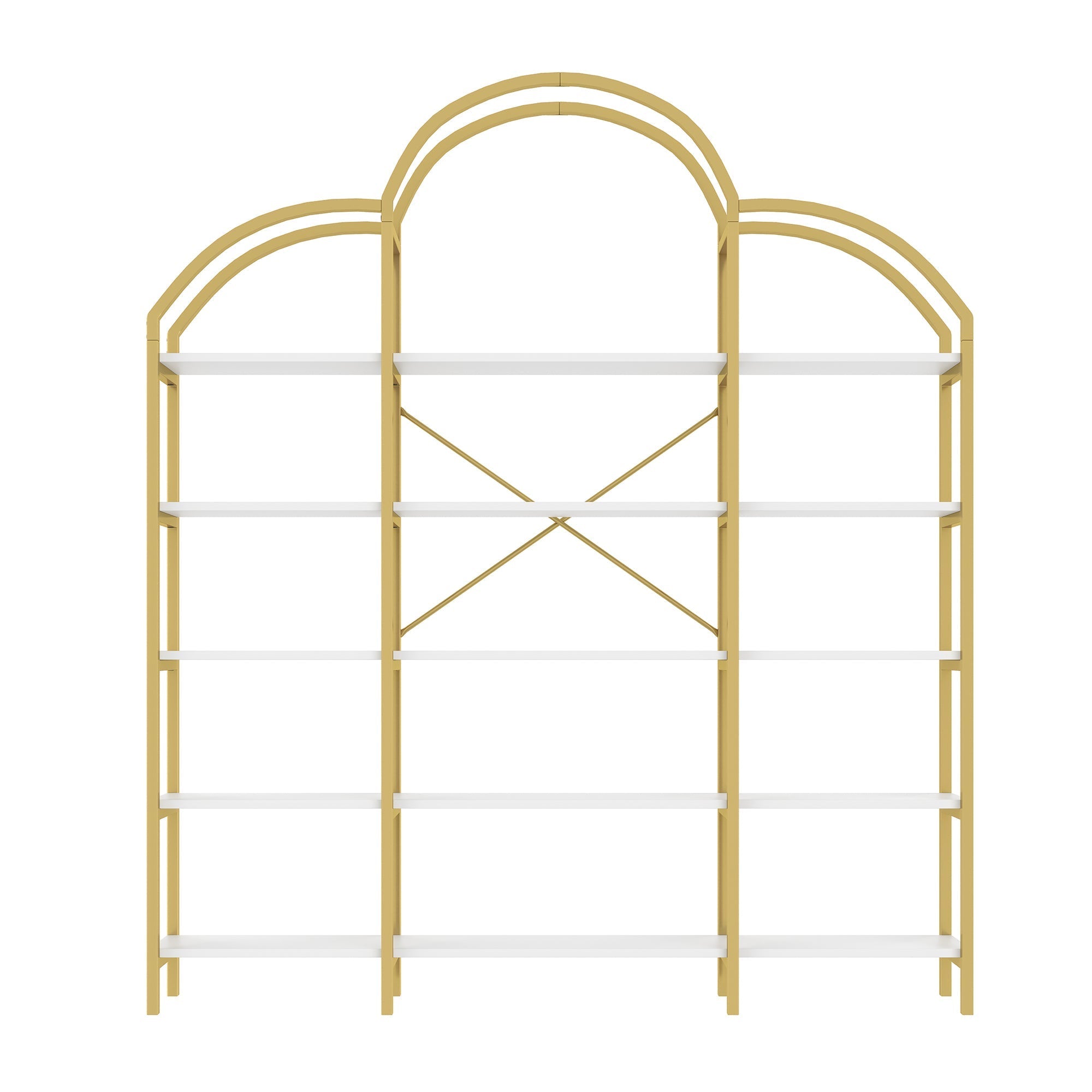 Cloud Shape Display Shelf 170x190cm 5-Tier Storage Steel Tube MDF Gold + White