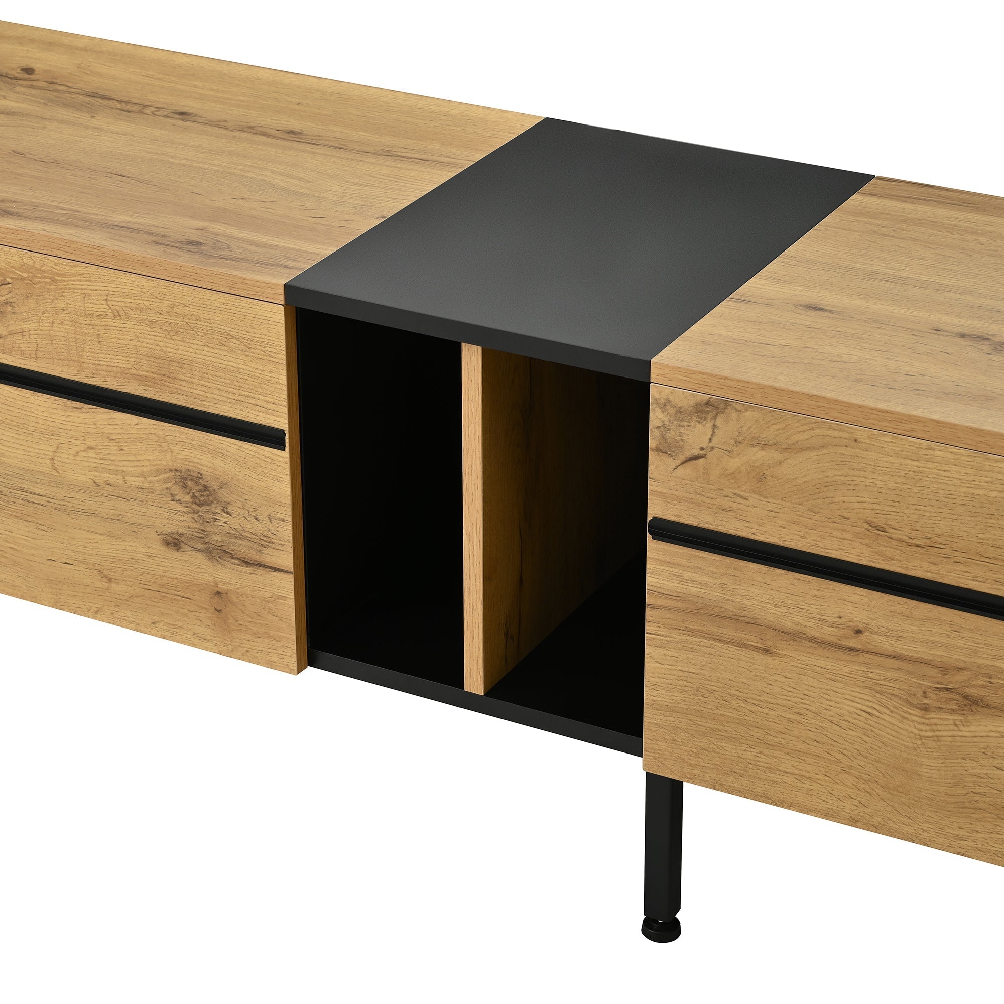 Modern TV Lowboard 180cm Drop-Down Open Shelves Double Doors