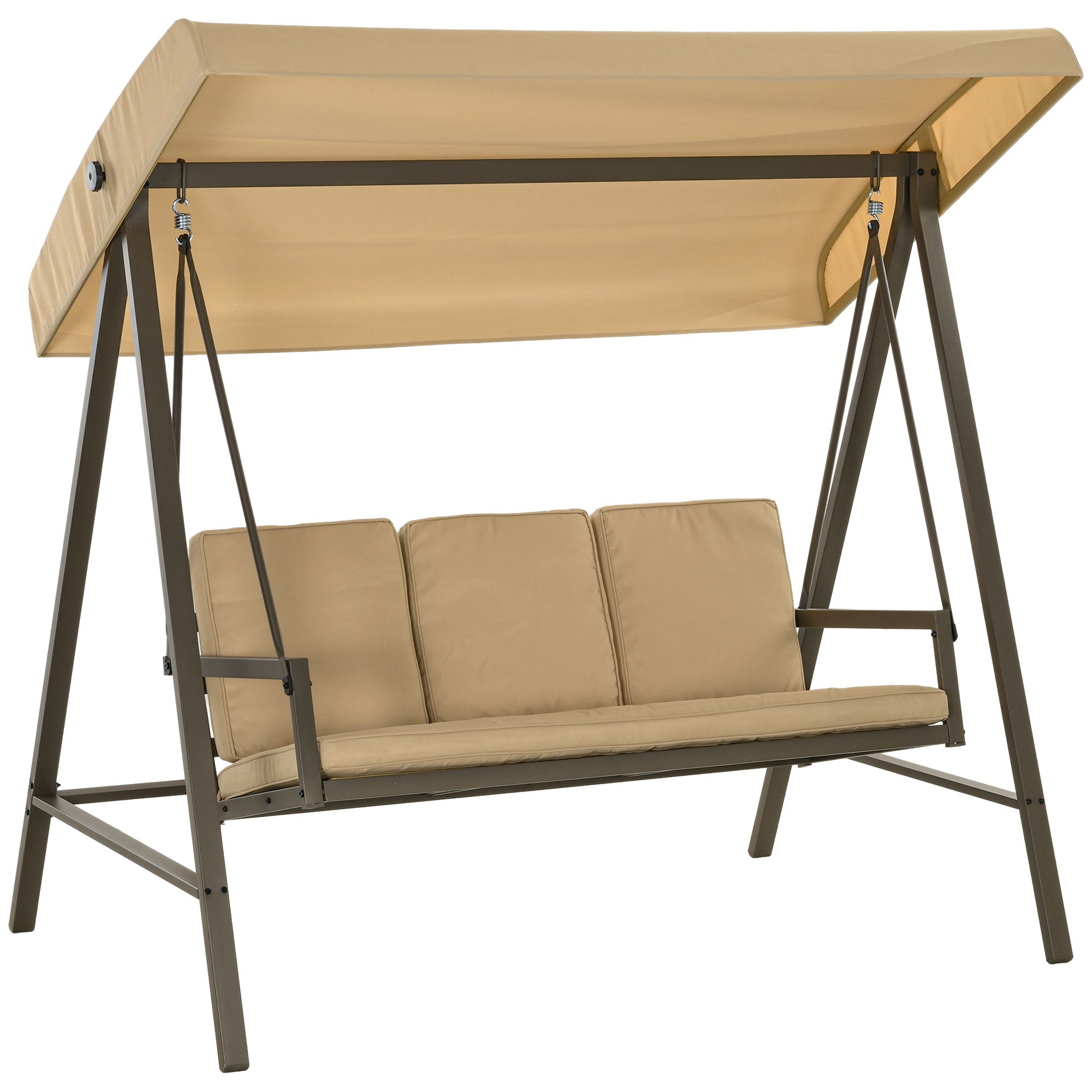 Hollywood Swing Set 3-Seater Adjustable Canopy Back Cushions 360 kg Beige
